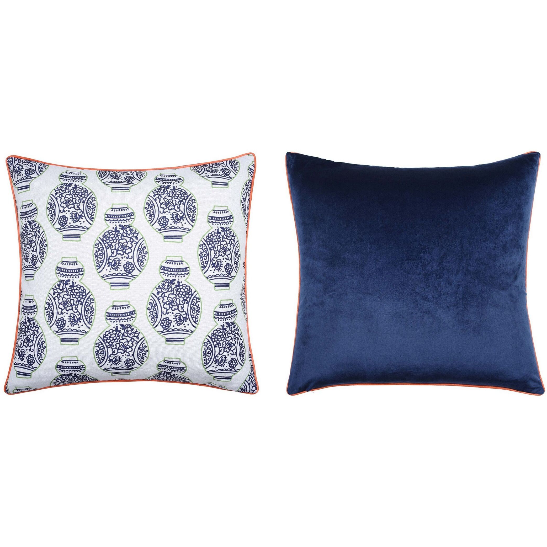 Dann Foley Double Sided Pillow 5 inch Green and White Throw Pillow