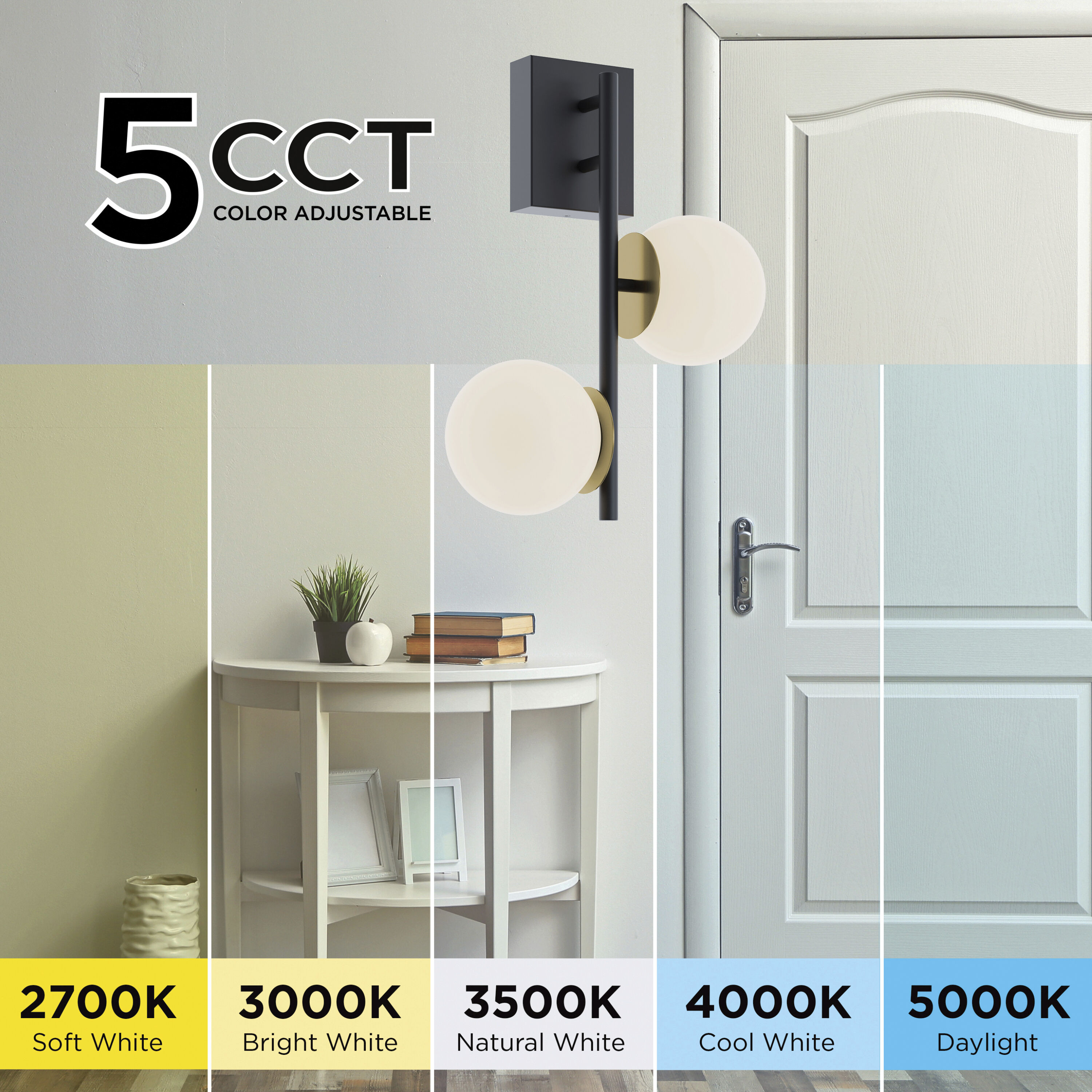 Arren LED 13.5 inch Black and Light Antique Brass Sconce Wall Light