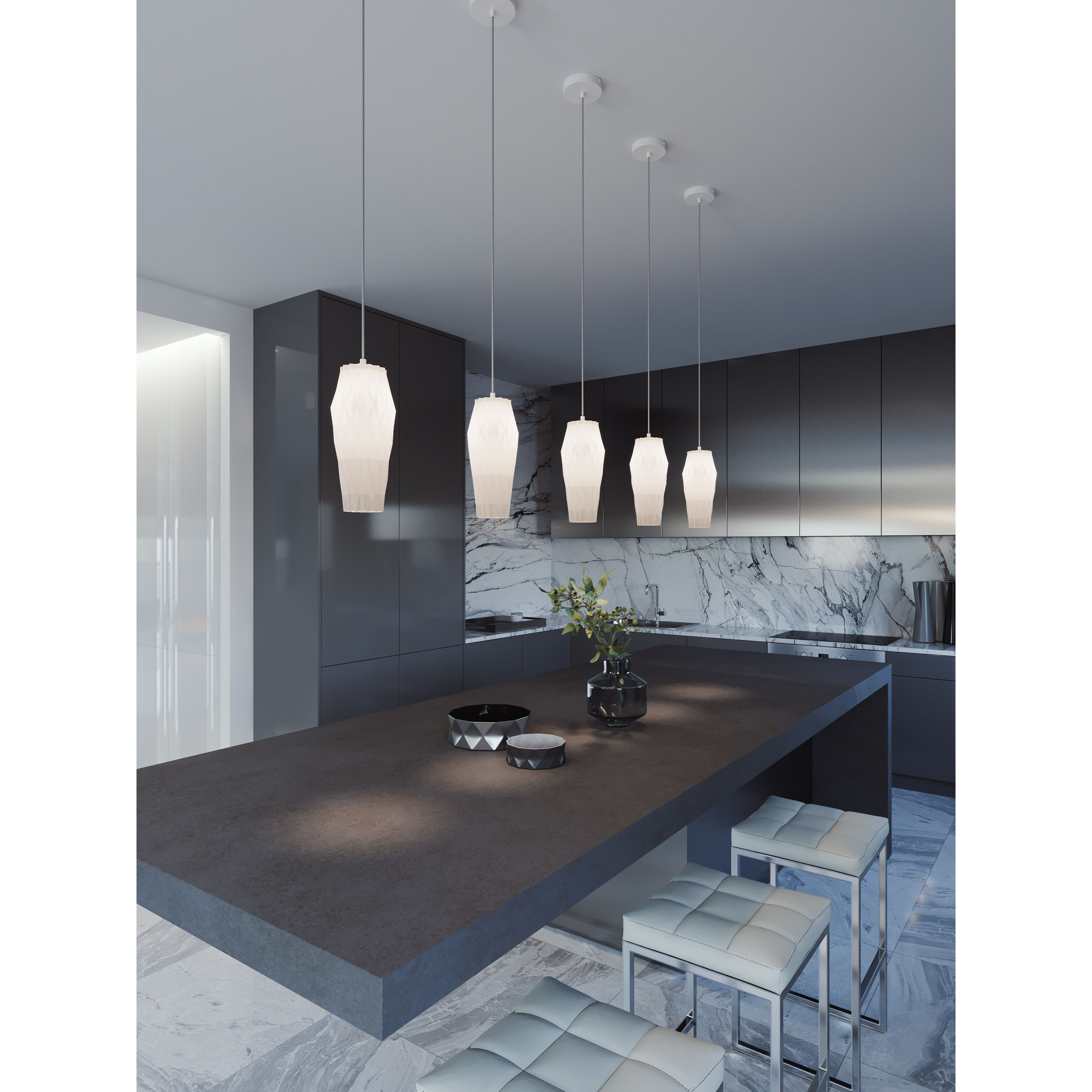 Candace 3 Light 36 inch Satin Nickel Triple Linear Pendant Ceiling Light in White