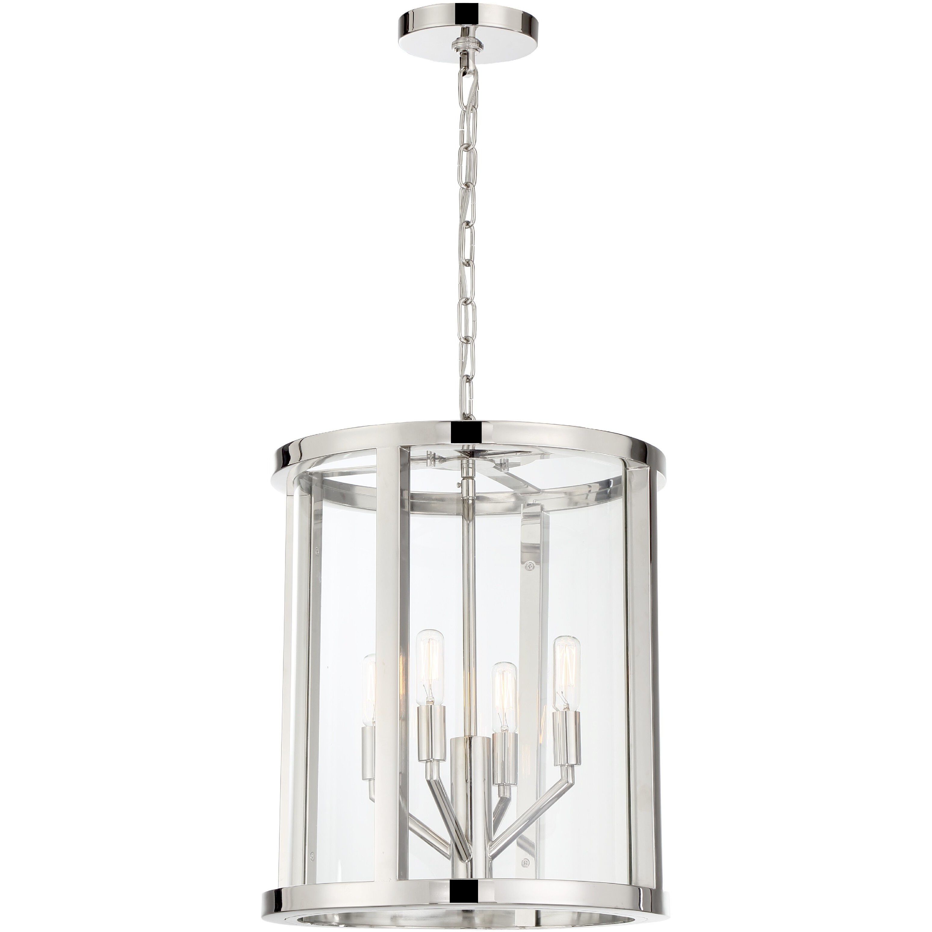 Devon 4 Light 14 inch Polished Nickel Lantern Chandelier Ceiling Light
