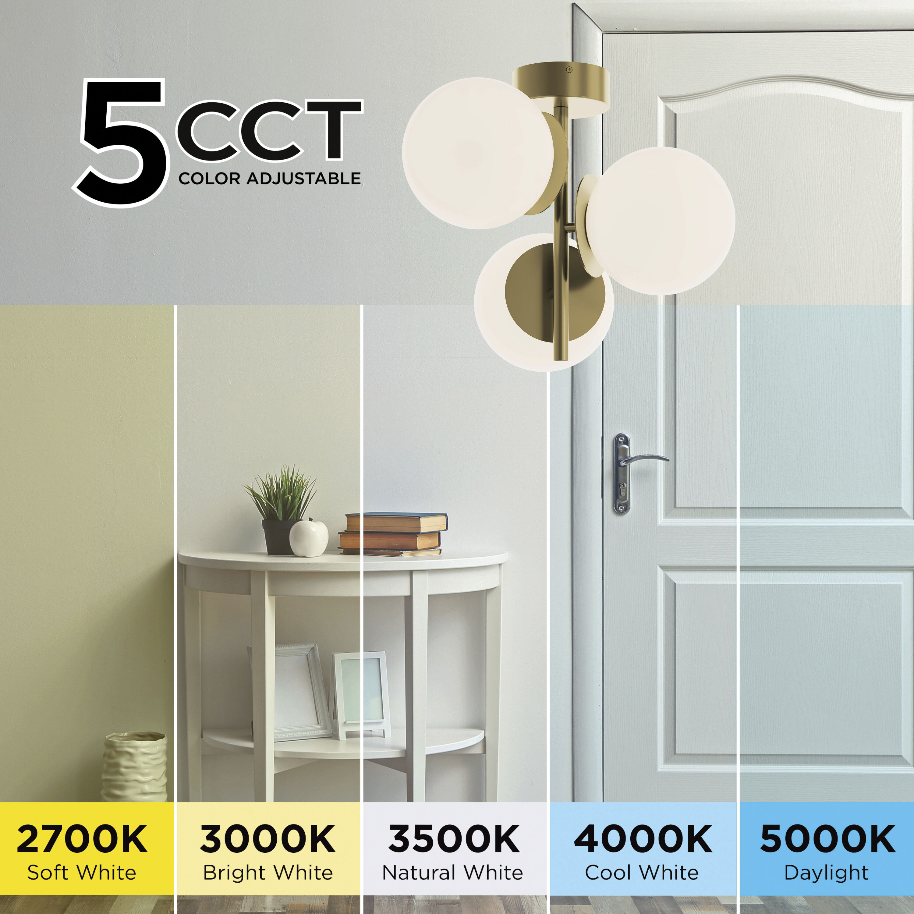 Arren LED 17.25 inch Light Antique Brass Semi-Flush Mount Ceiling Light