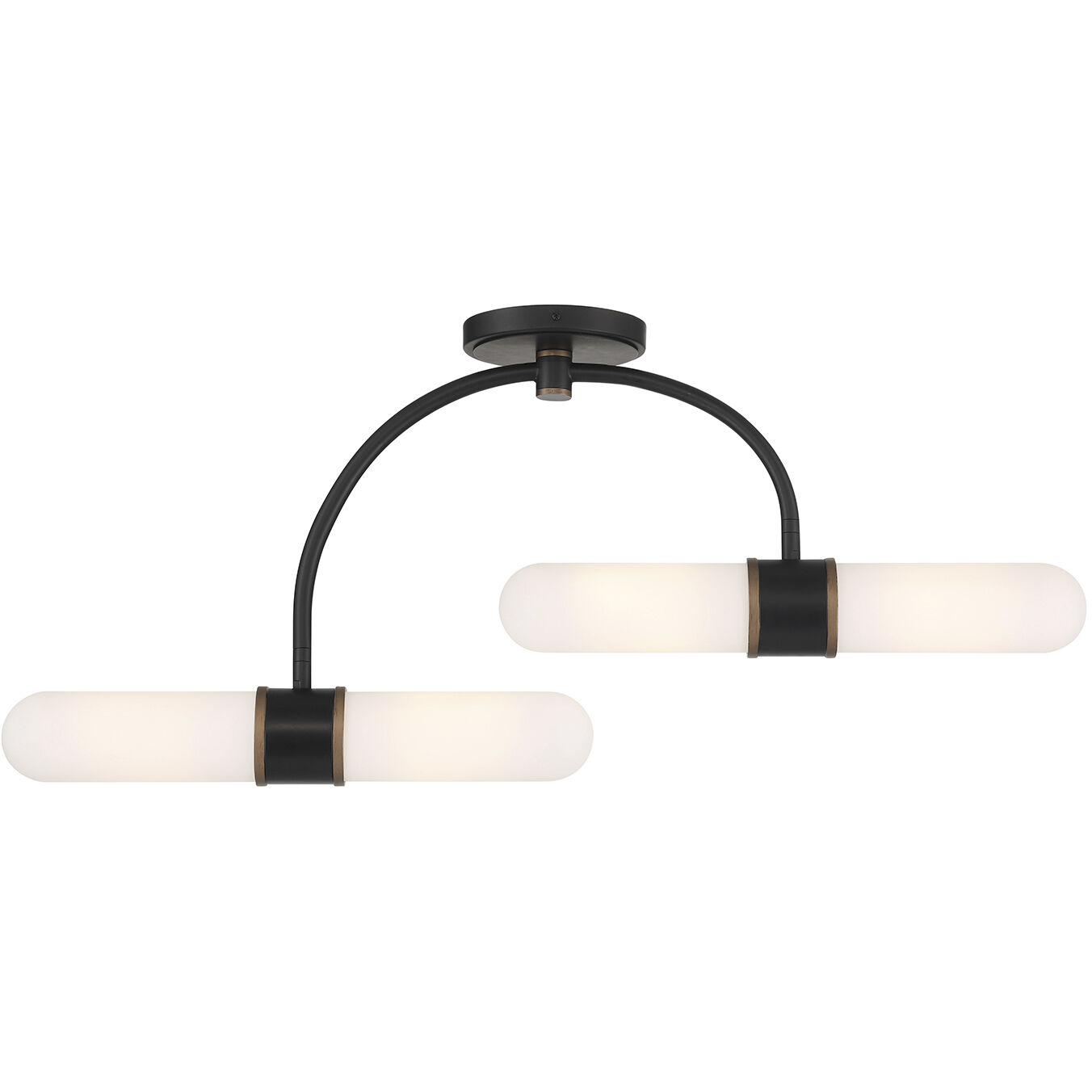 Capsule 4 Light 34.25 inch Matte Black and Textured Gold Semi Flush Ceiling Light
