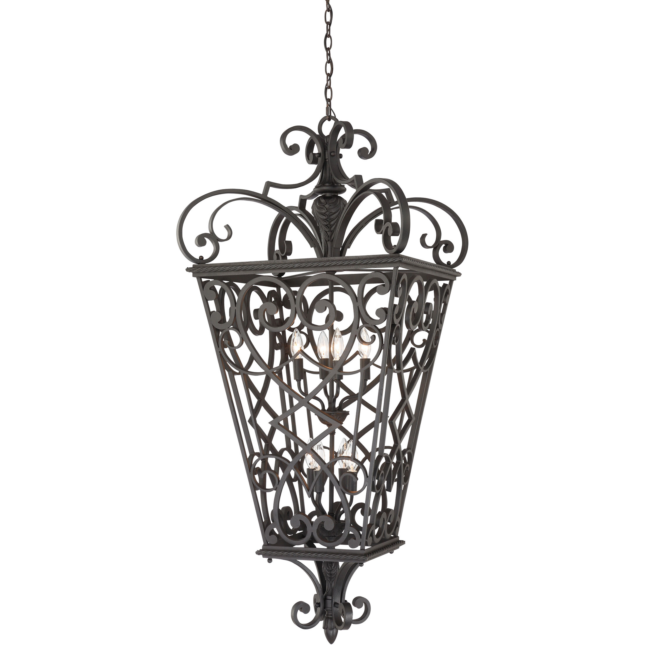 Fort Quinn 8 Light 31 inch Marcado Black Outdoor Hanging Lantern