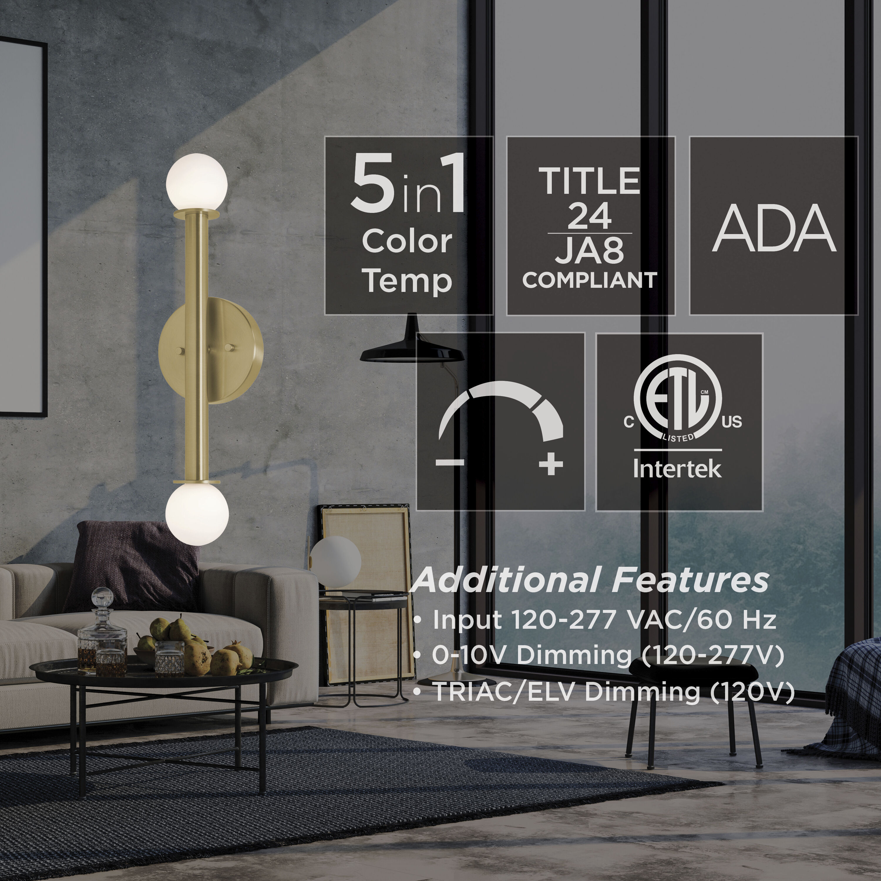 Lane LED 5.5 inch Light Antique Brass ADA Sconce Wall Light