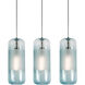 Hermosa 3 Light 41 inch Satin Nickel Linear Pendant Ceiling Light in Aqua