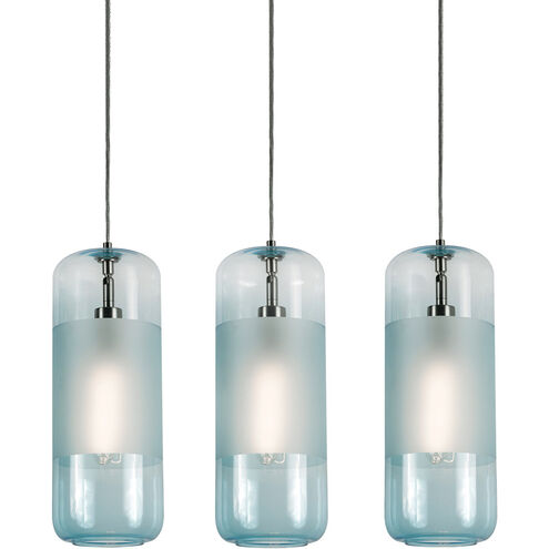 Hermosa 3 Light 41 inch Satin Nickel Linear Pendant Ceiling Light in Aqua