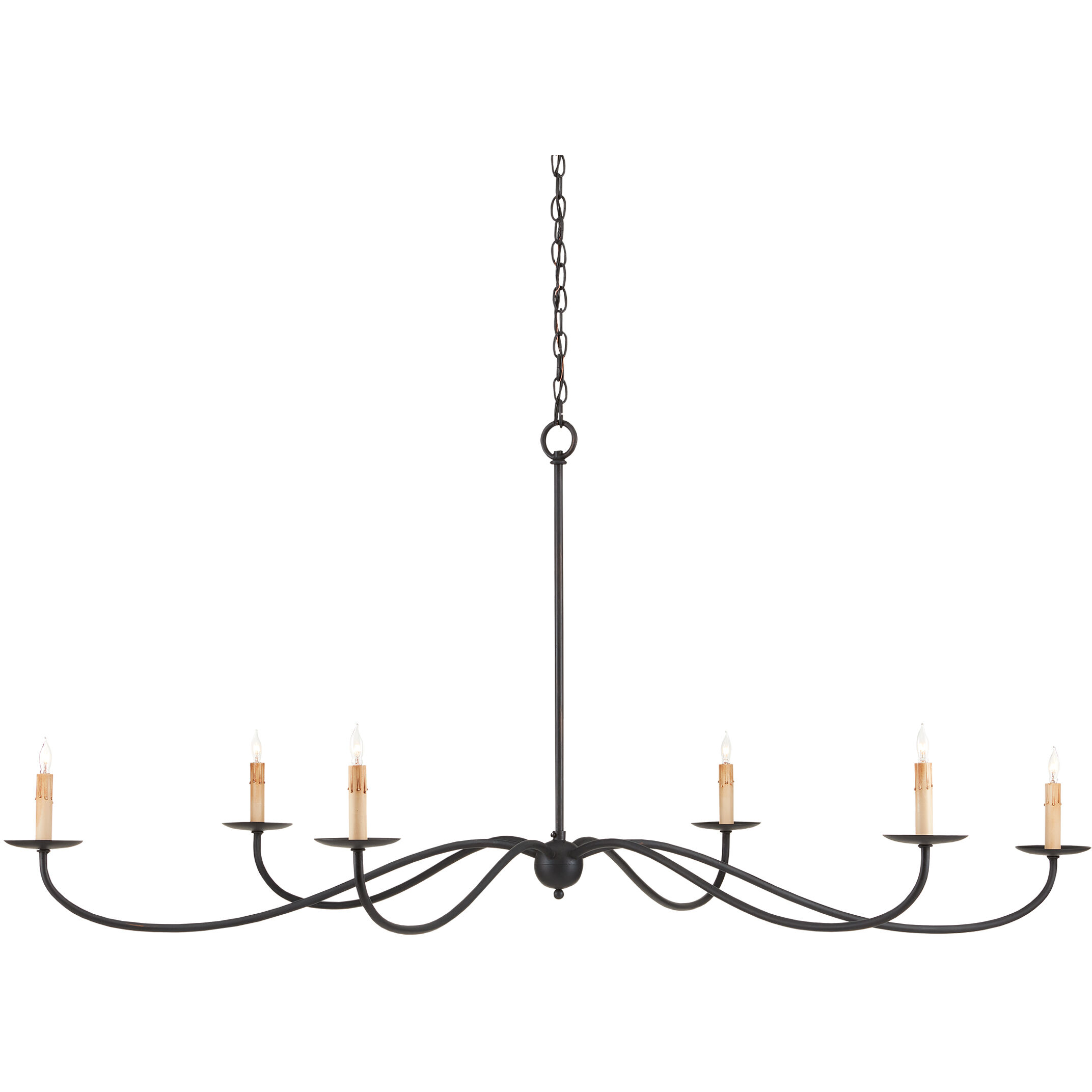 Saxon 6 Light 63 inch Zanzibar Black Chandelier Ceiling Light