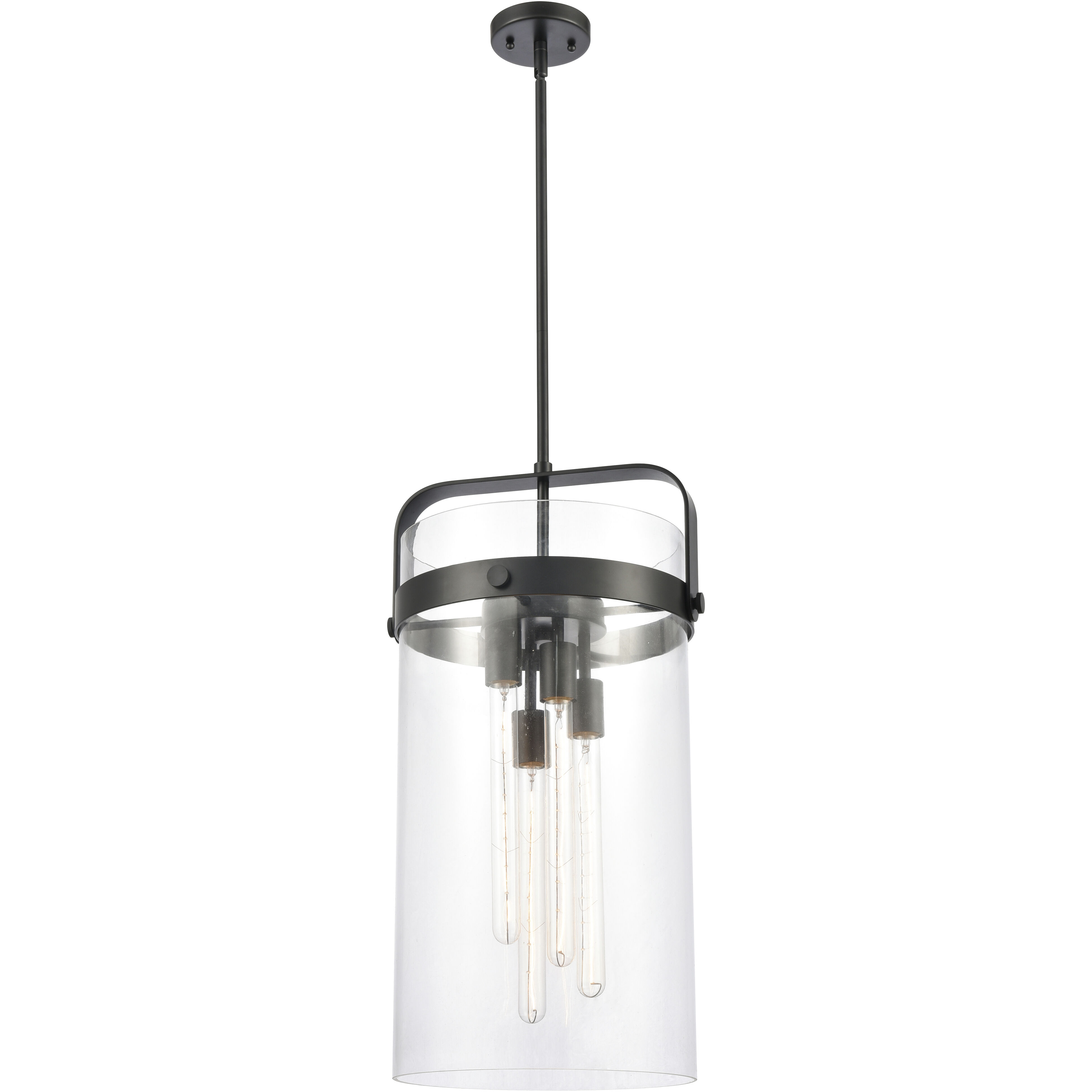 Pilaster 4 Light 13.38 inch Matte Black Pendant Ceiling Light in Clear Glass