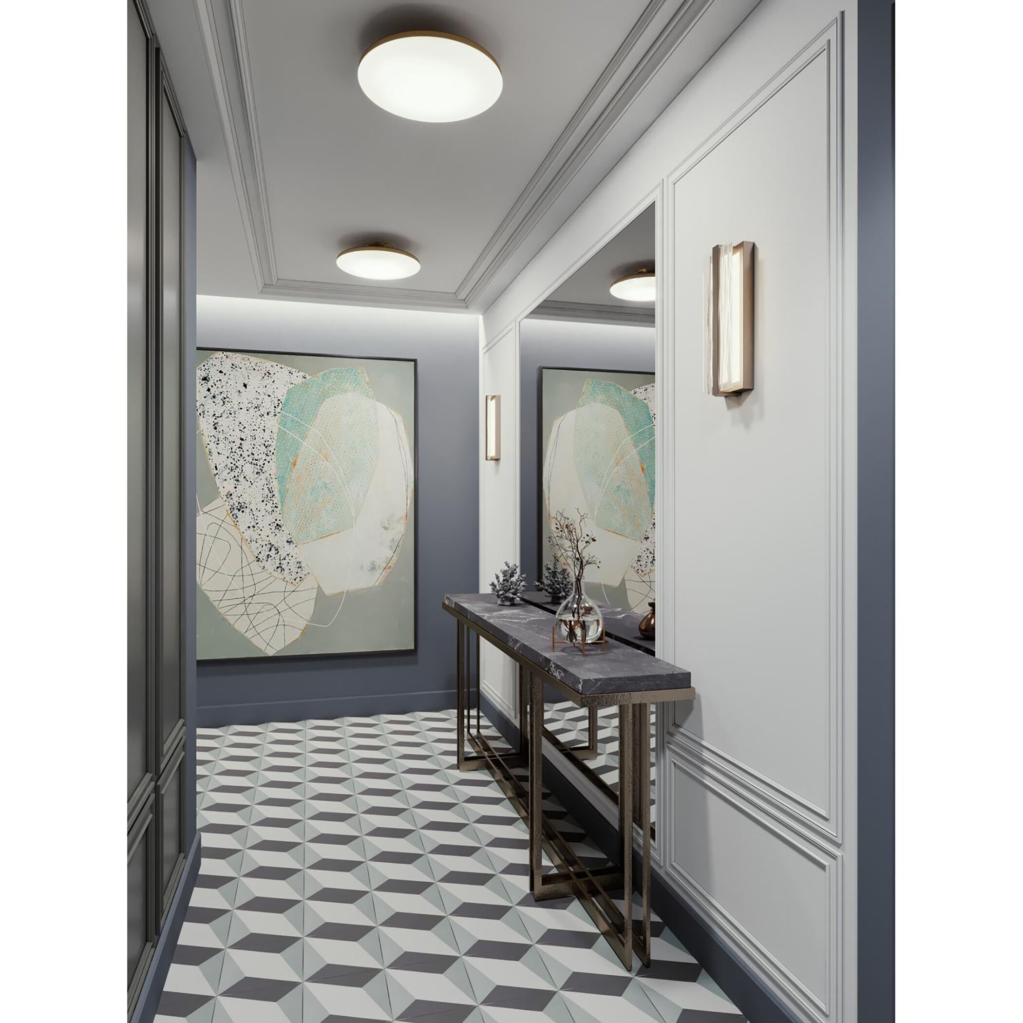 Skye LED 15 inch Satin Brass Flush Mount Ceiling Light