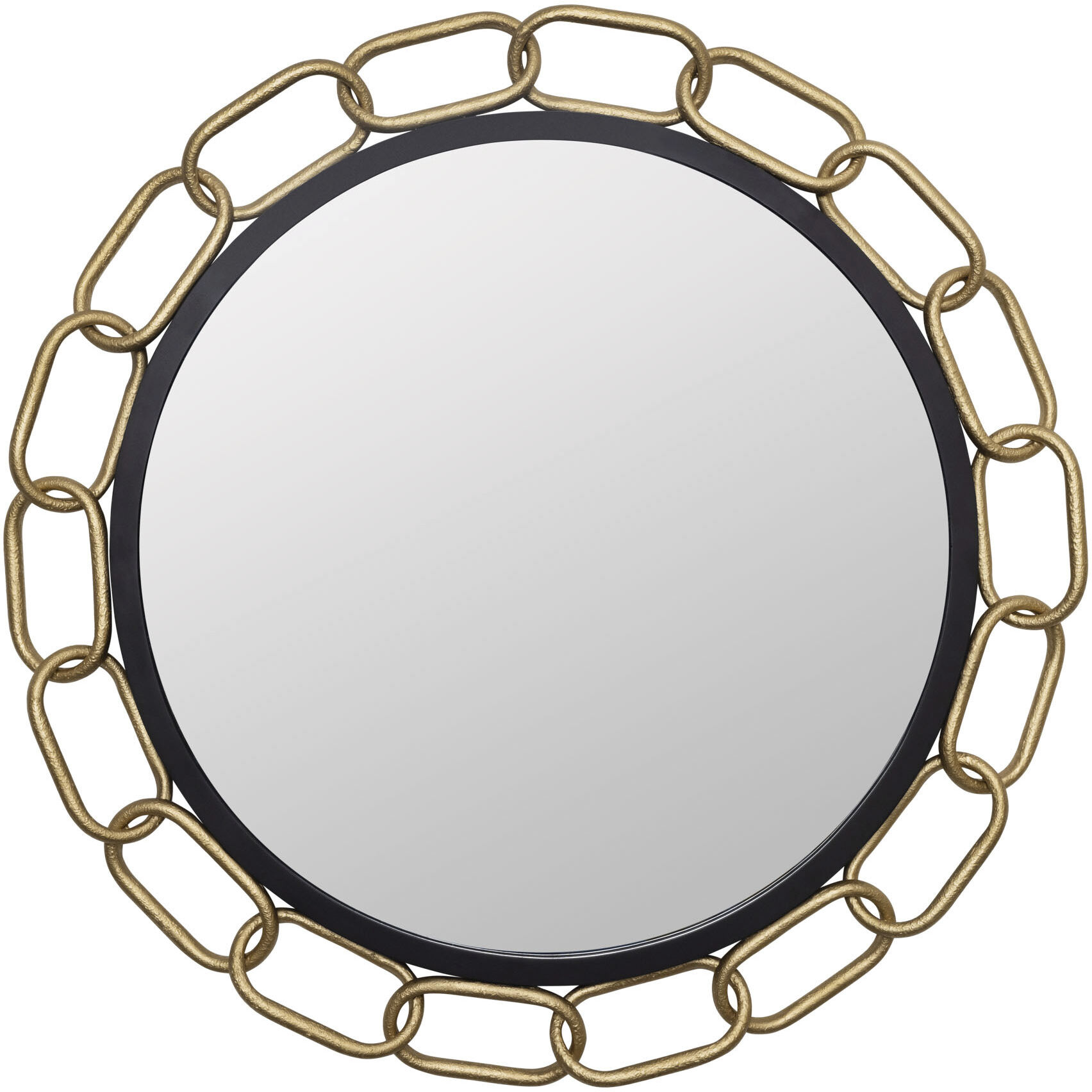 Chains of Love 30 X 30 inch Matte Black and Textured Gold Wall Mirror