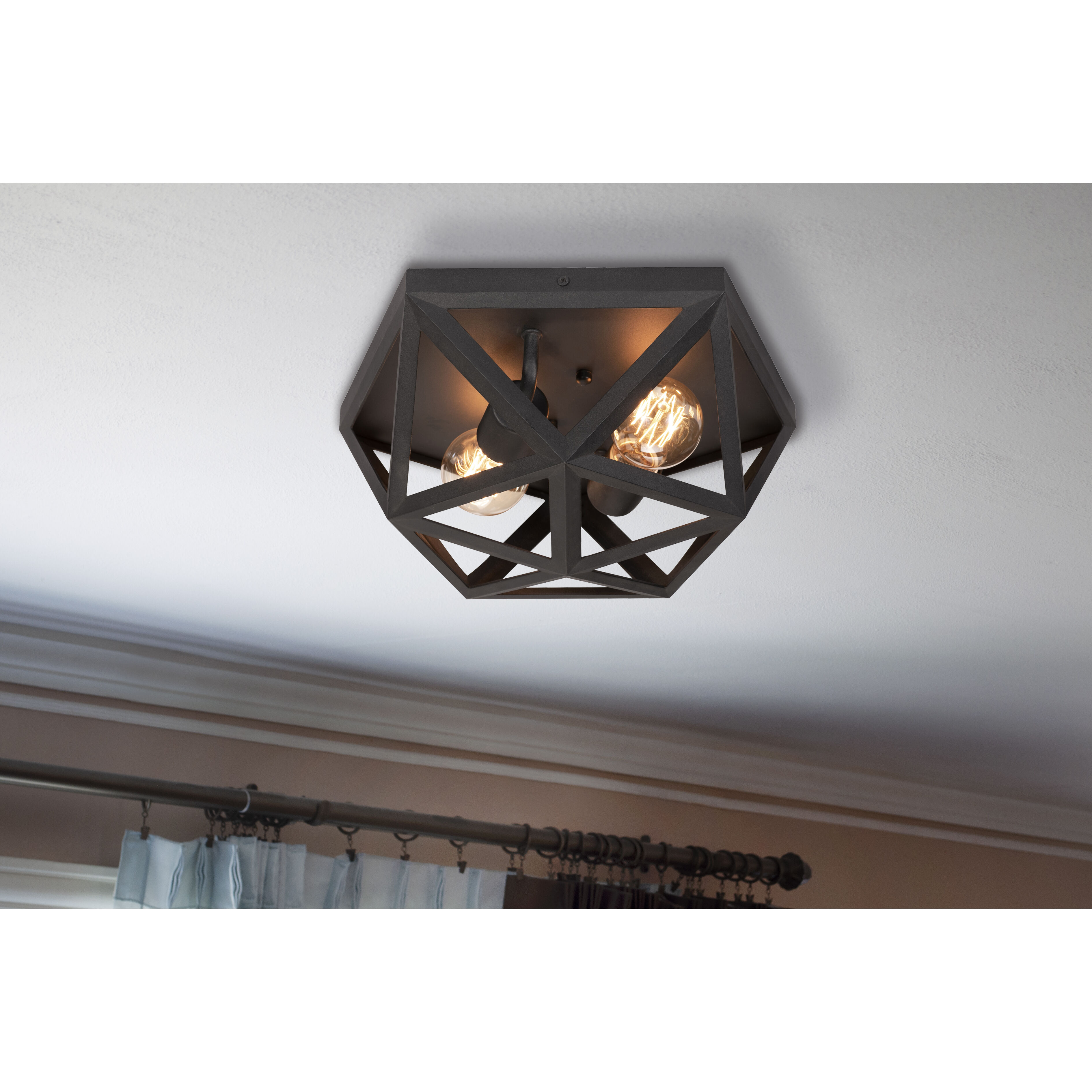 Kai 2 Light 13 inch Black Flush Mount Ceiling Light