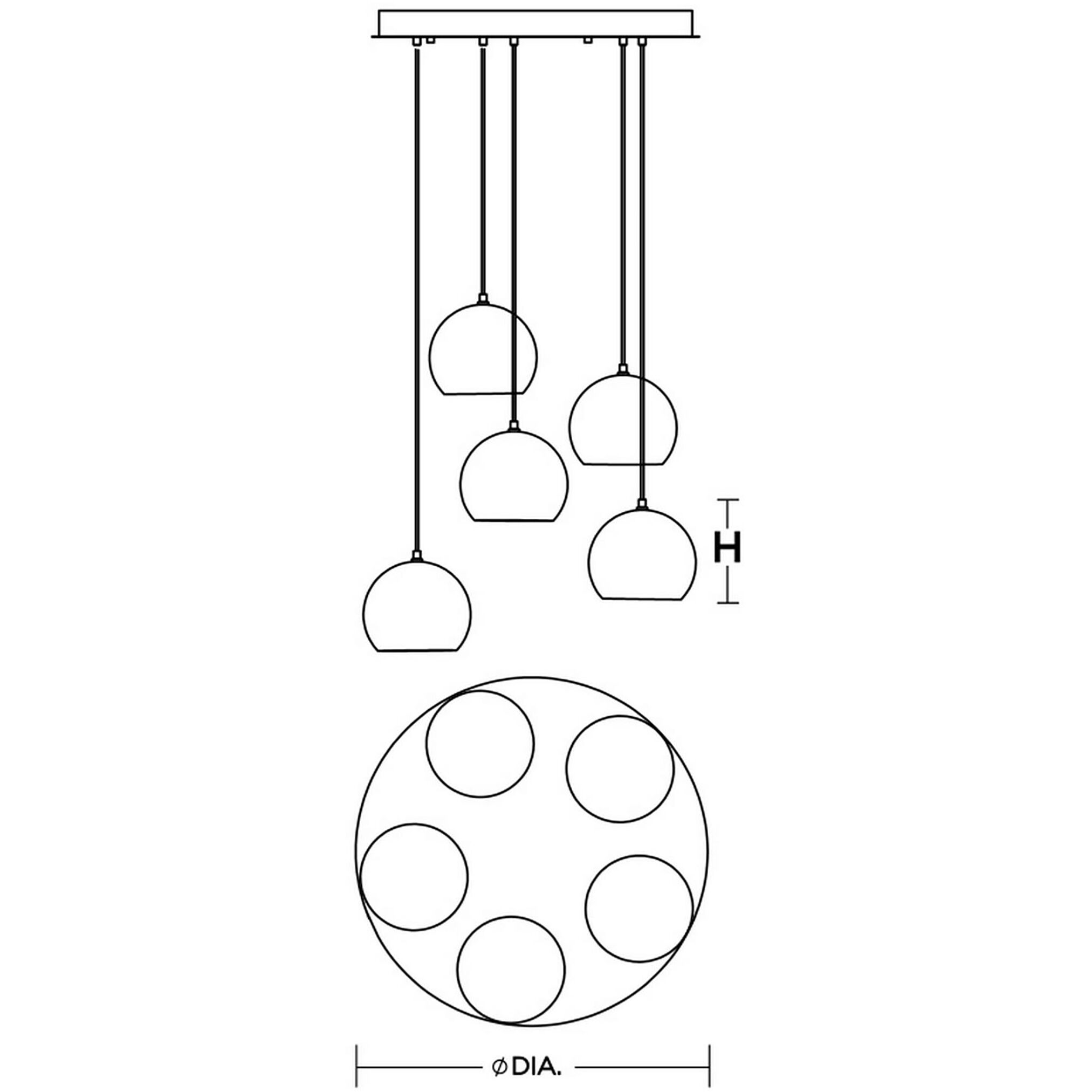Roxy 5 Light 24 inch Black Quintuple Round Pendant Ceiling Light