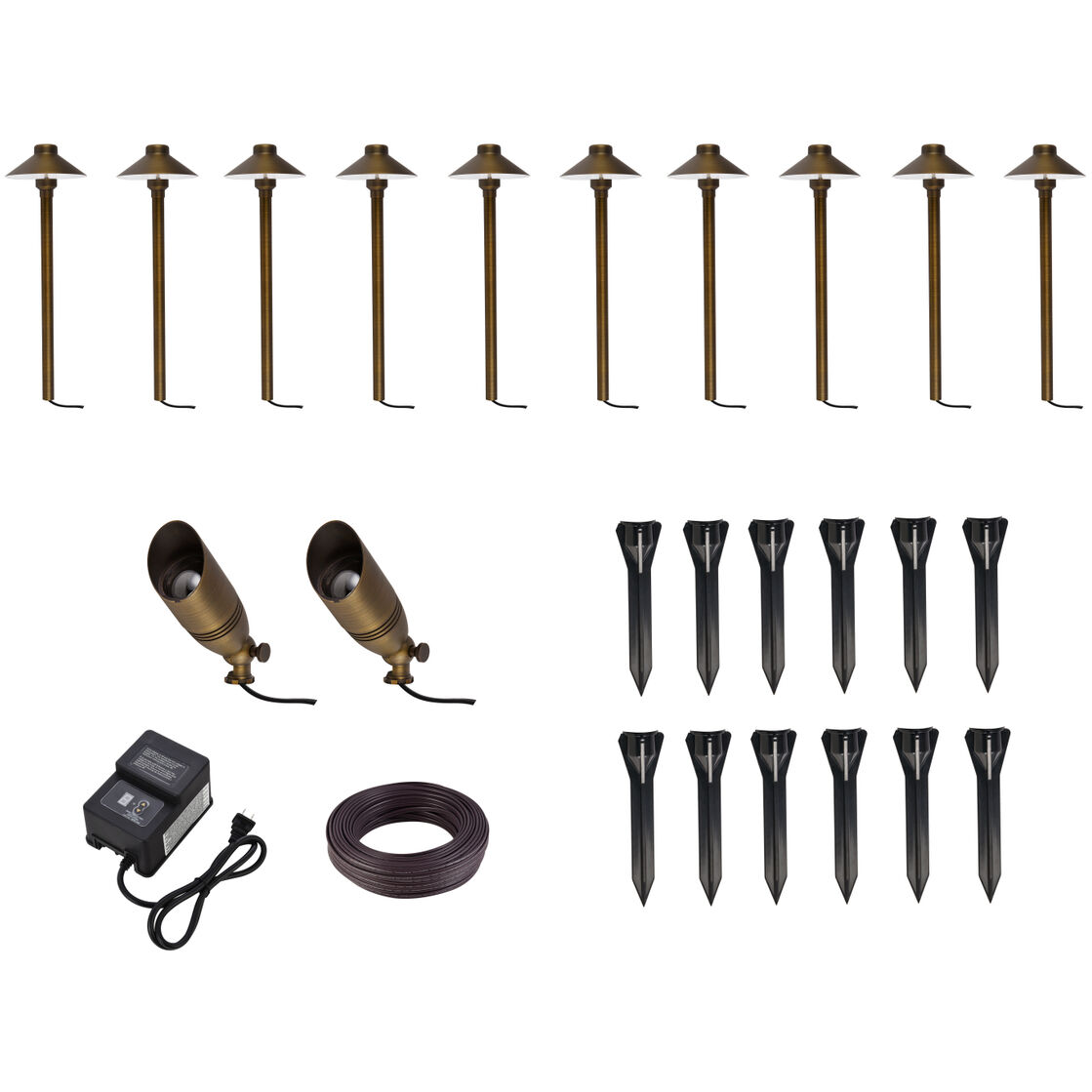 Anthony Antique Brass Outdoor Landscape Starter Kit