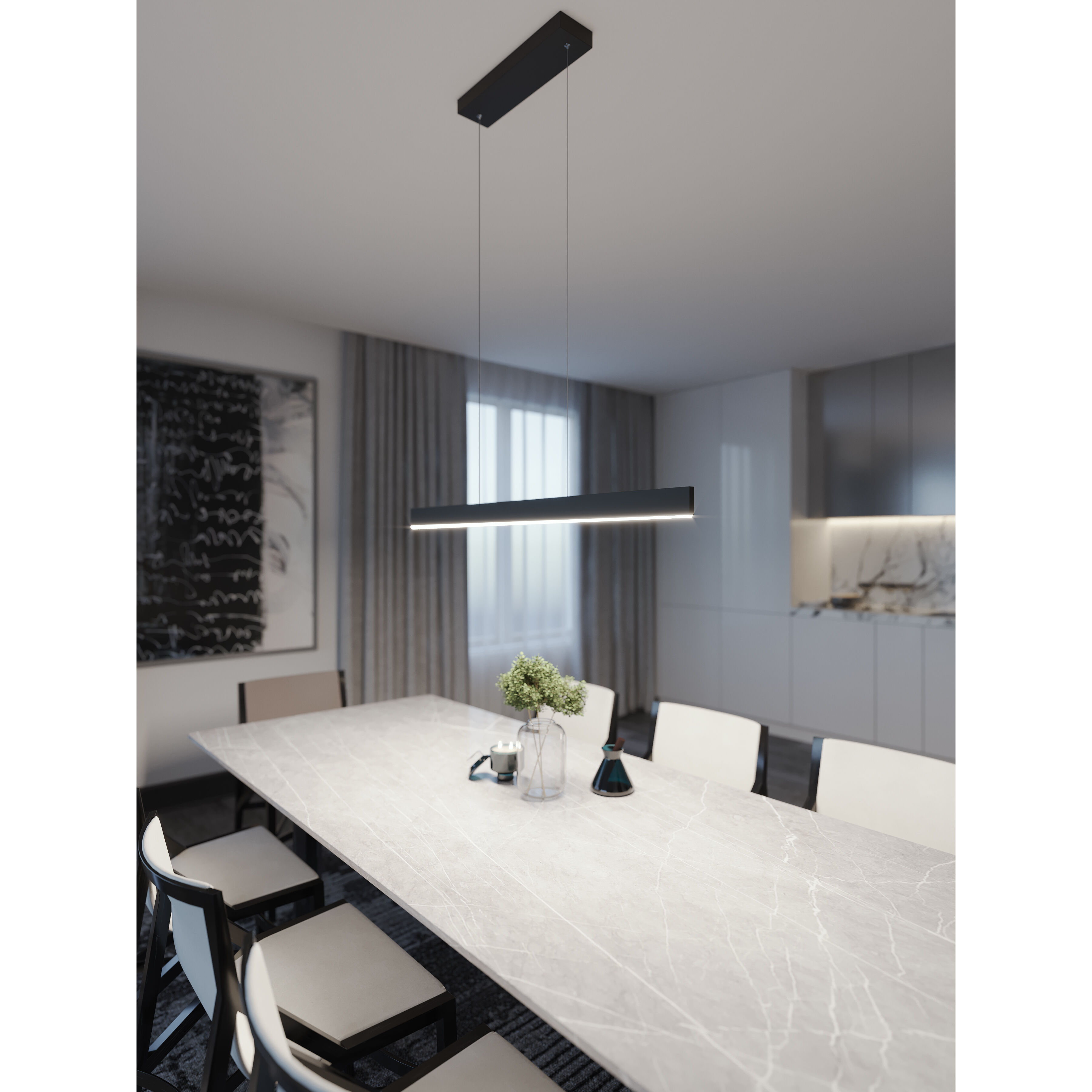 Stealth LED 0.63 inch Black Linear Pendant Ceiling Light