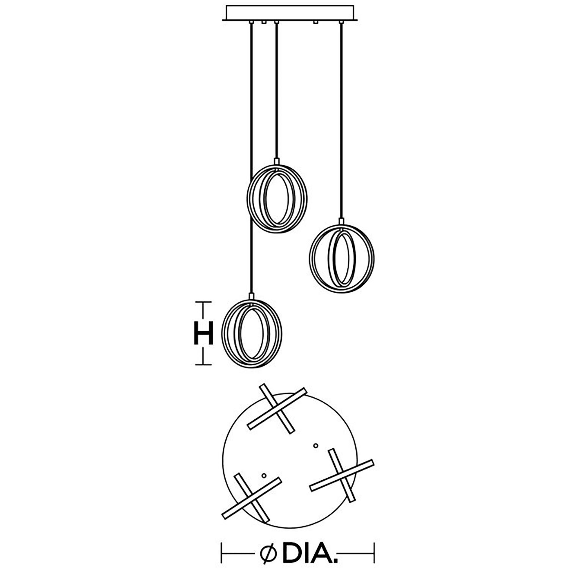 Lock 3 Light 23.37 inch Black Pendant Ceiling Light