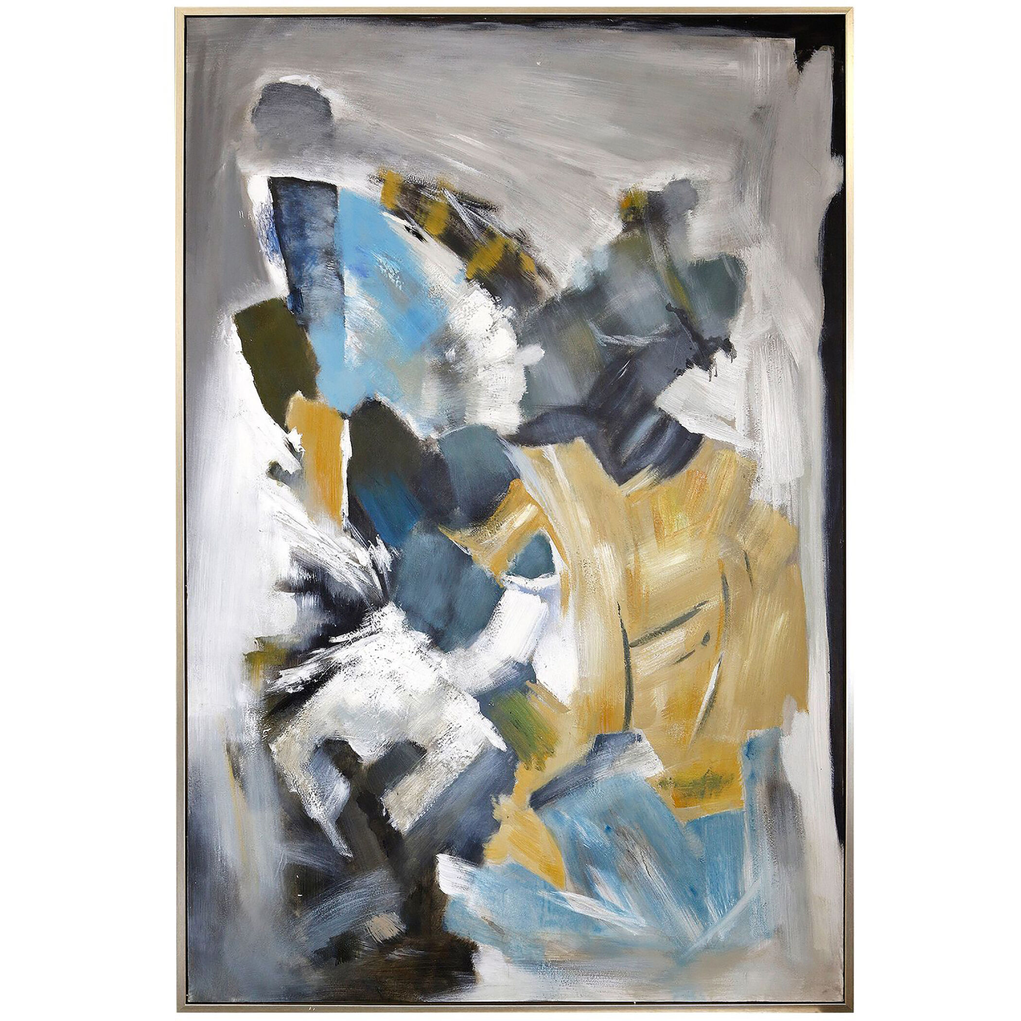 Tobias Navy Blue and Teal and Brown and Grey and and Black Multi-Color and Acrylic Accents Wall Art