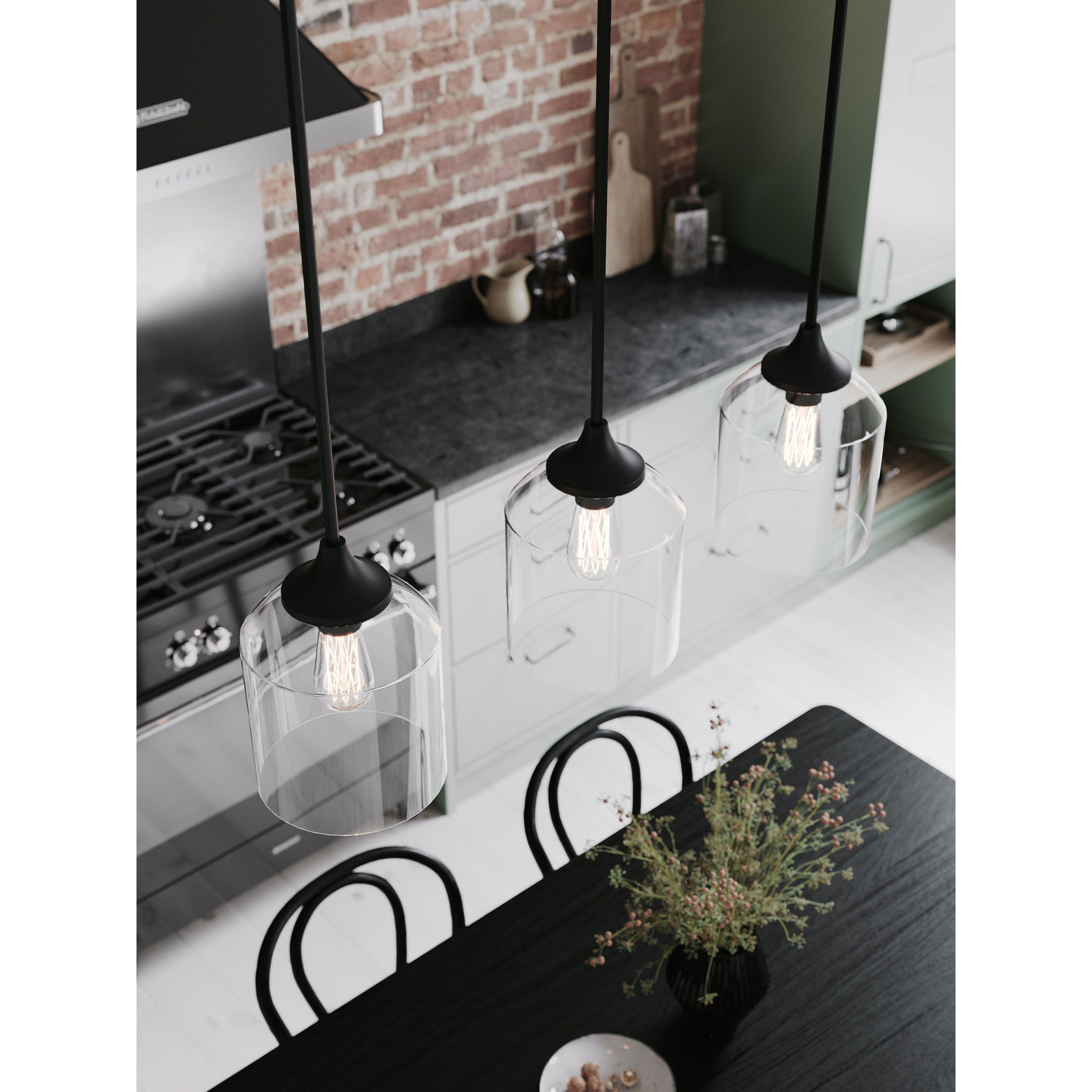 William 3 Light 7.87 inch Black Linear Pendant Ceiling Light