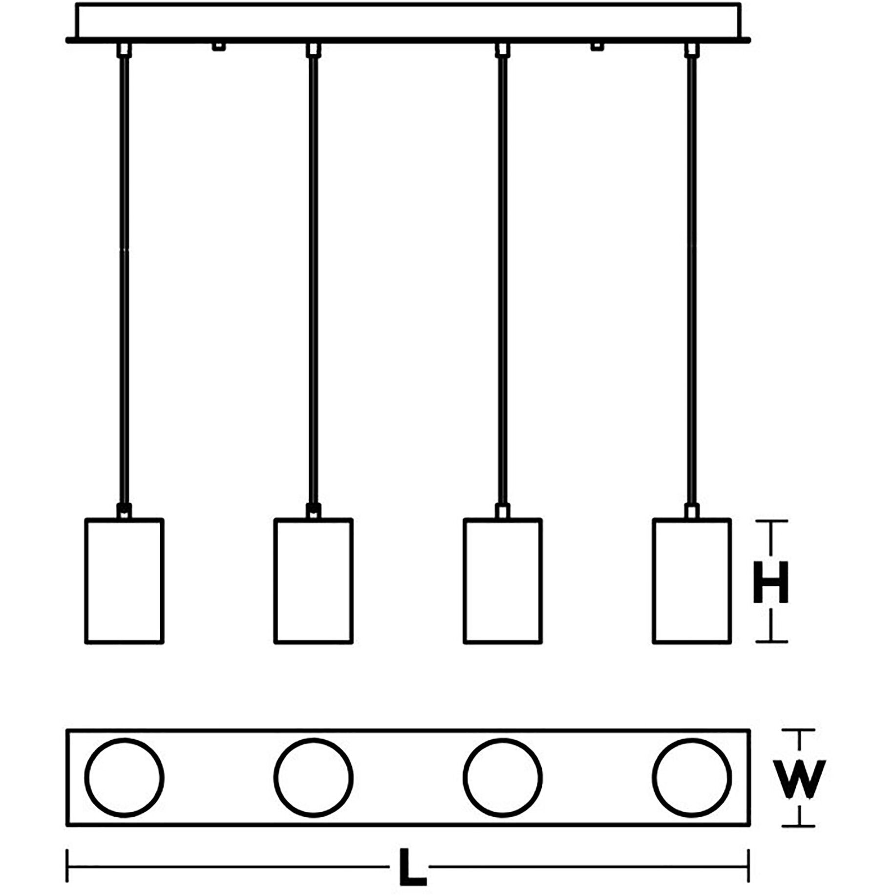 Tyke 4 Light 5 inch Satin Brass Linear Pendant Ceiling Light