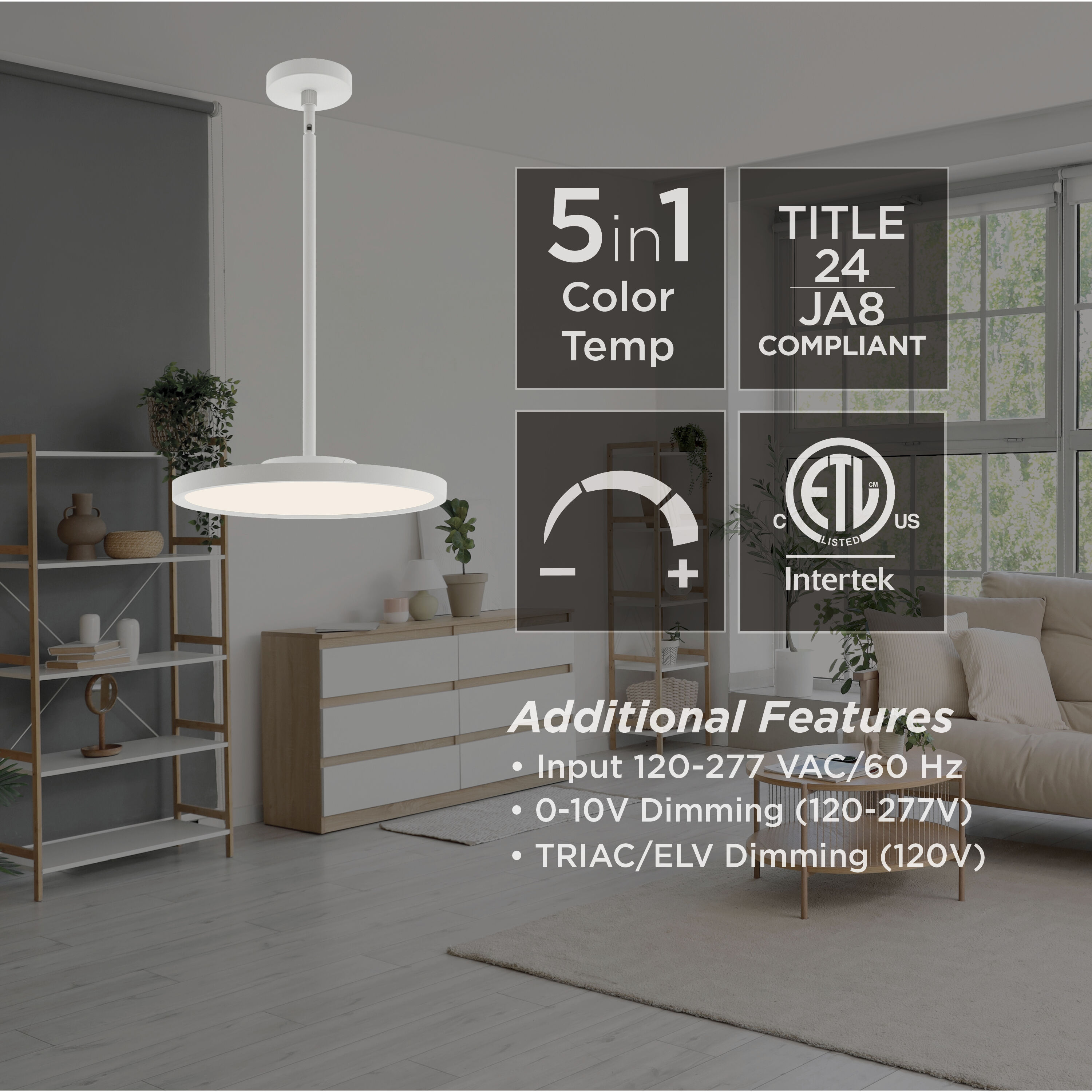 Edge Round LED 16 inch Satin Nickel Pendant Ceiling Light