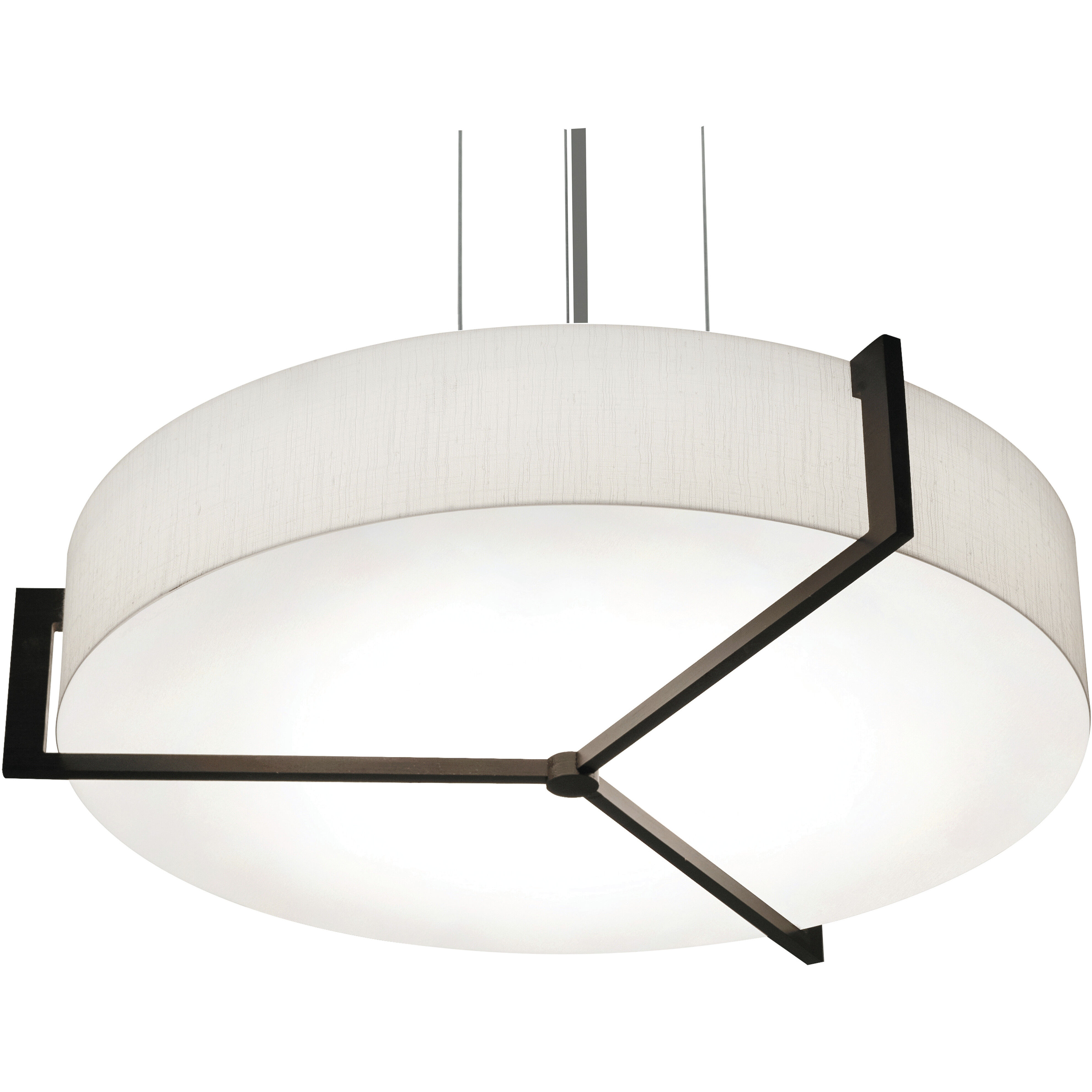 Apex 3 Light 21.25 inch Satin Nickel Pendant Ceiling Light in Linen White and Espresso