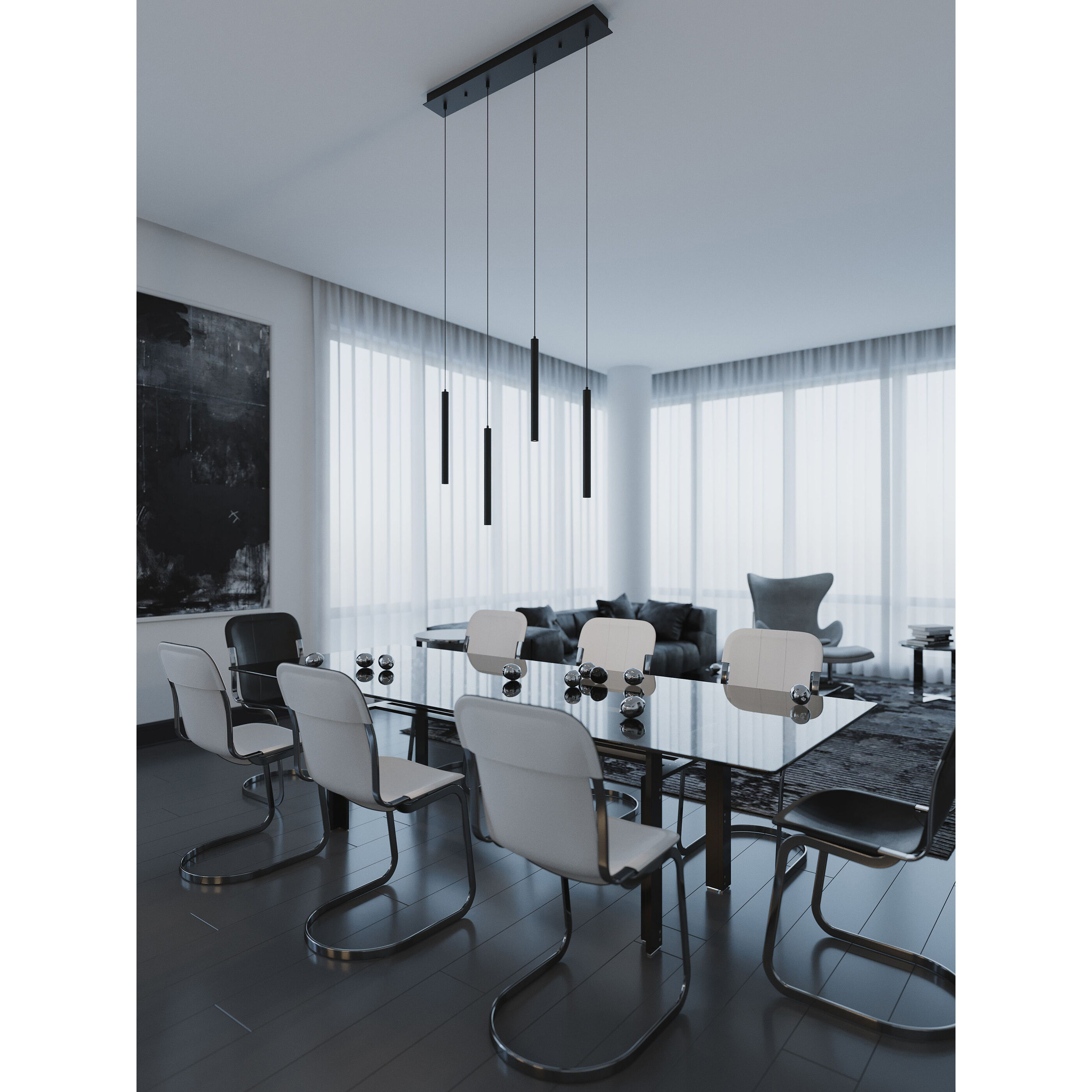 Eli 4 Light 5 inch Black Pendant Ceiling Light