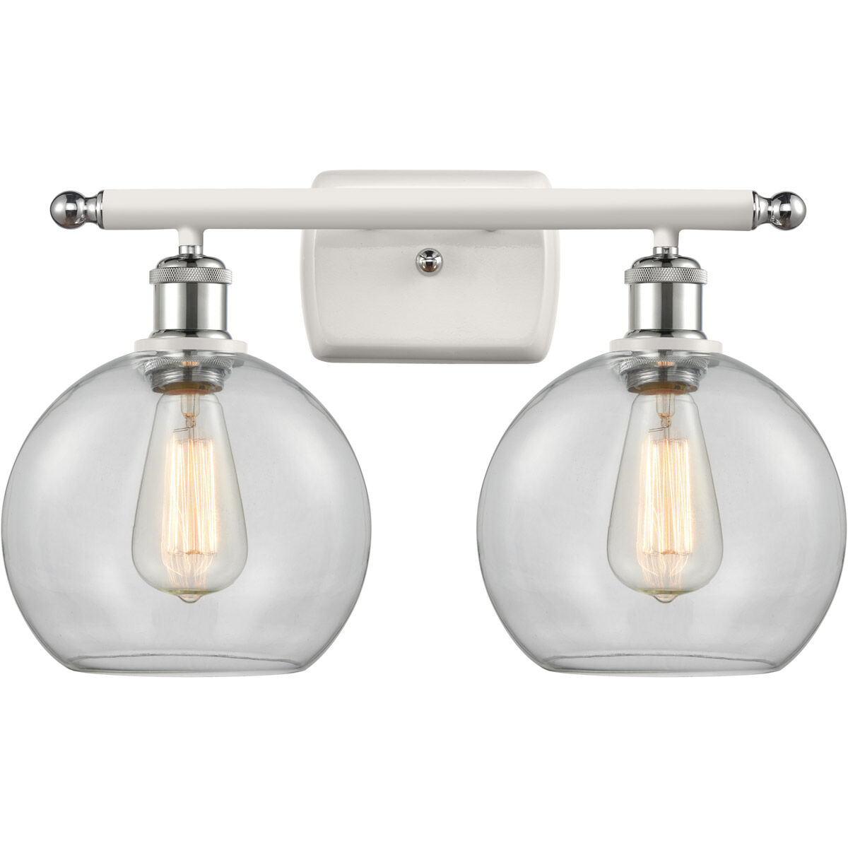 Ballston Athens 2 Light 16 inch White and Polished Chrome Bath Vanity Light Wall Light in Clear Glass, Ballston