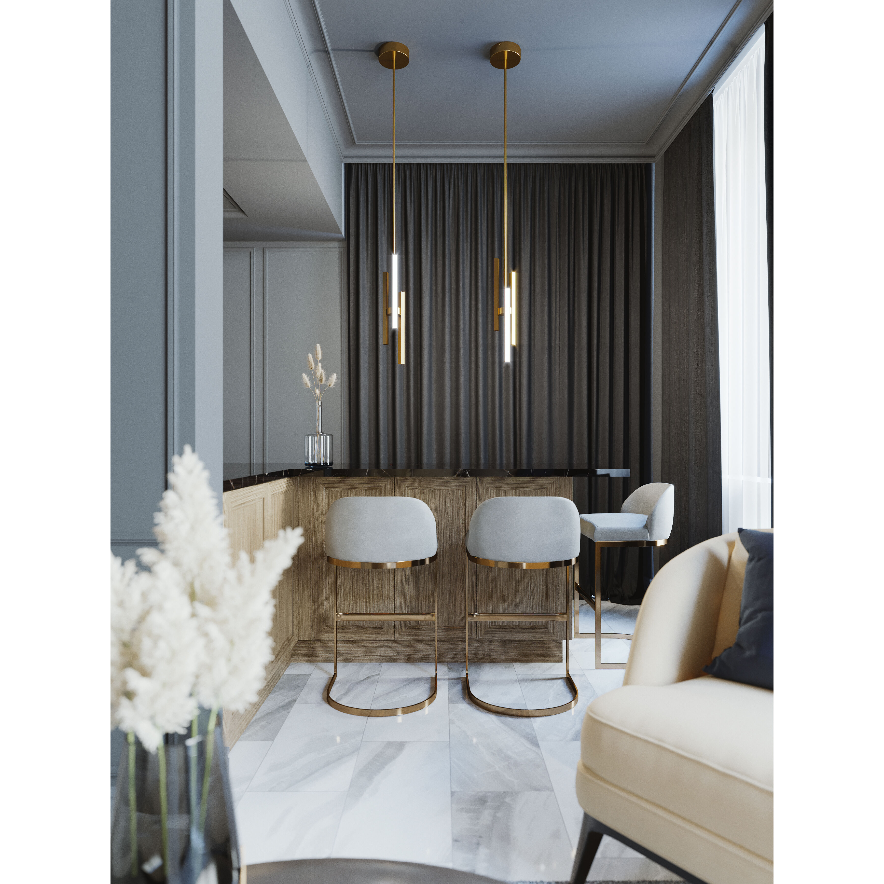 Indra Pendant Ceiling Light in Satin Brass