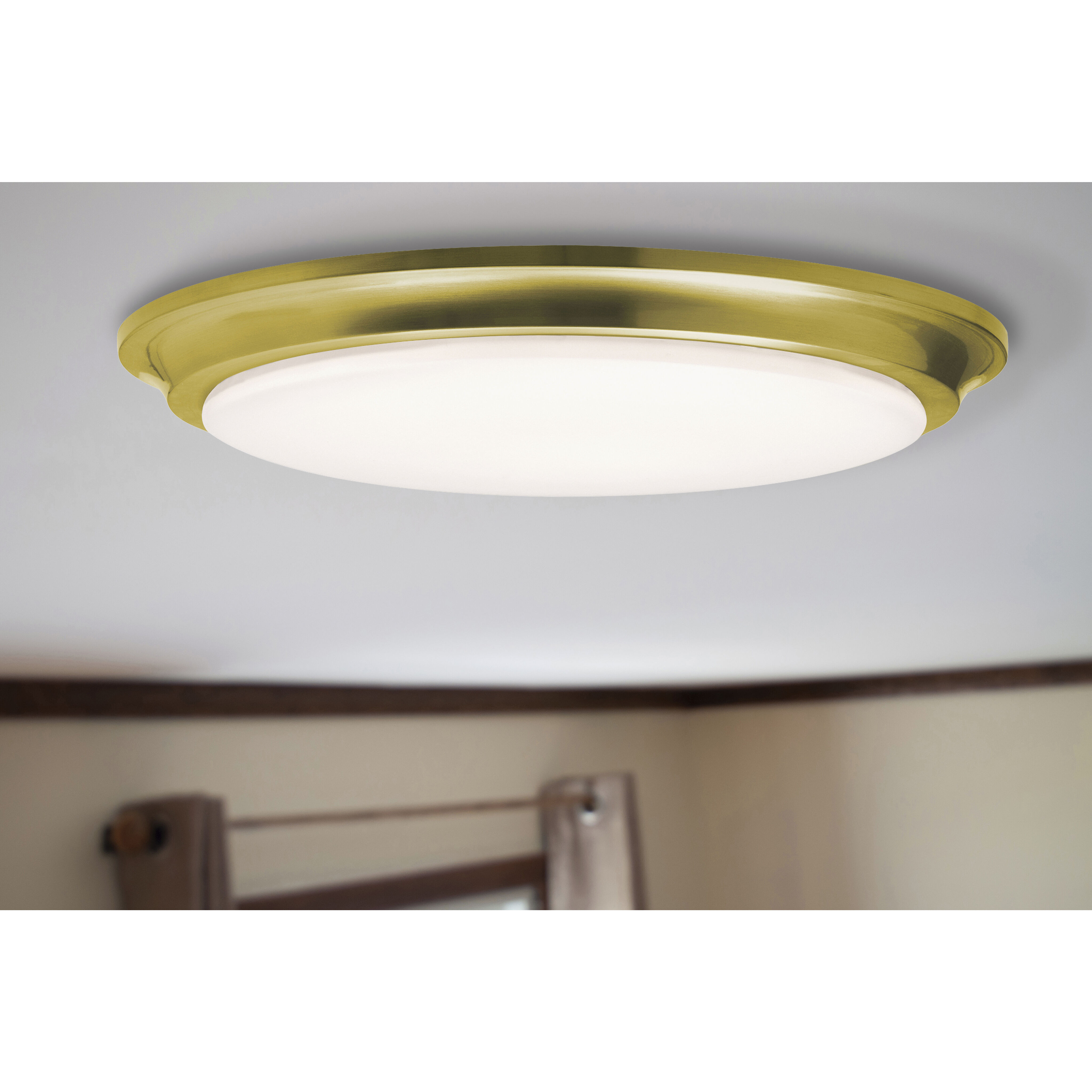 Baron 1 Light 14 inch Satin Brass Flush Mount Ceiling Light