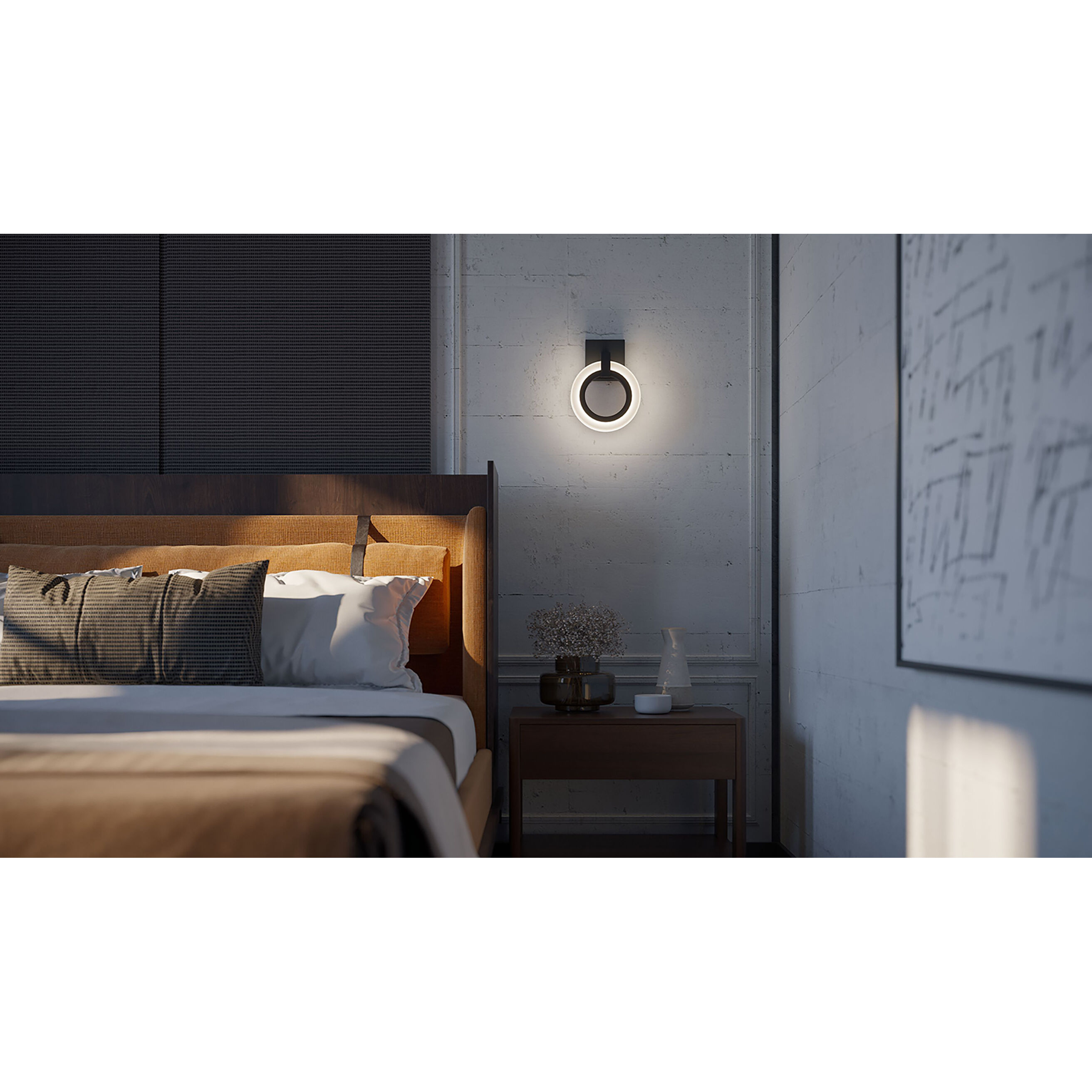 Halo LED 8 inch Black Sconce Wall Light
