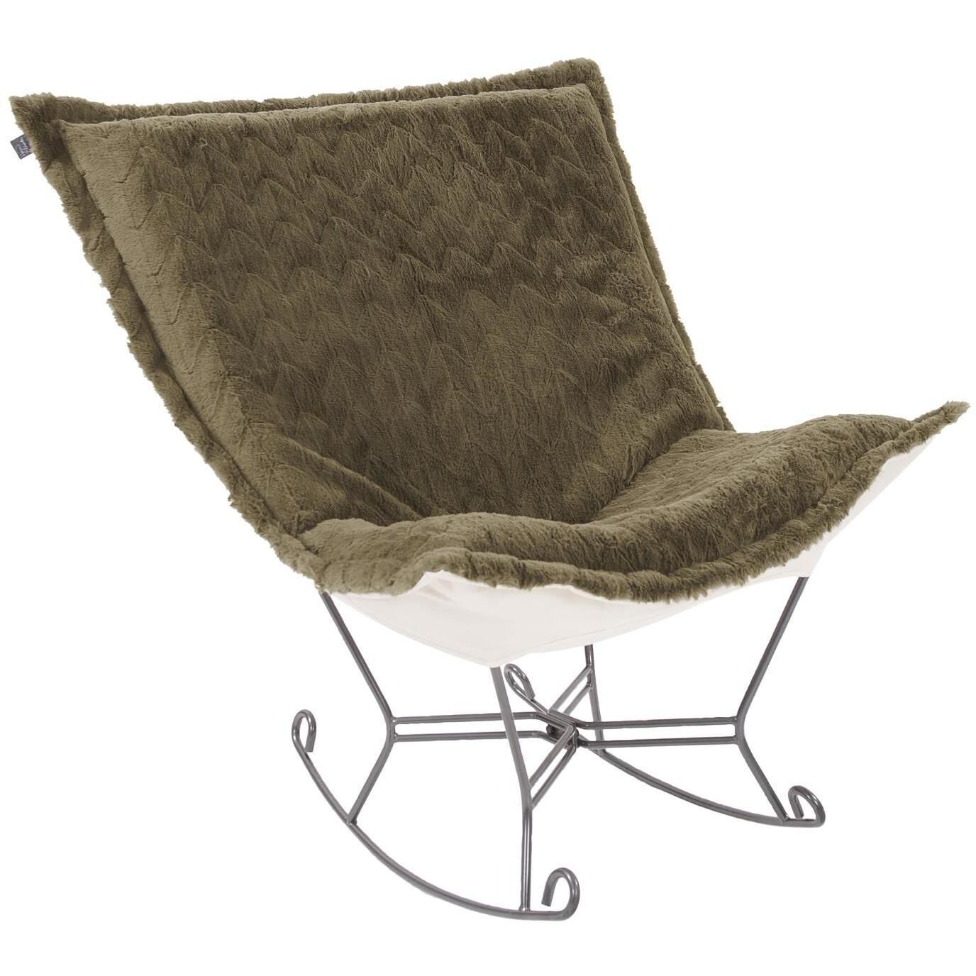 Puff Angora Moss Scroll Rocker with Cover