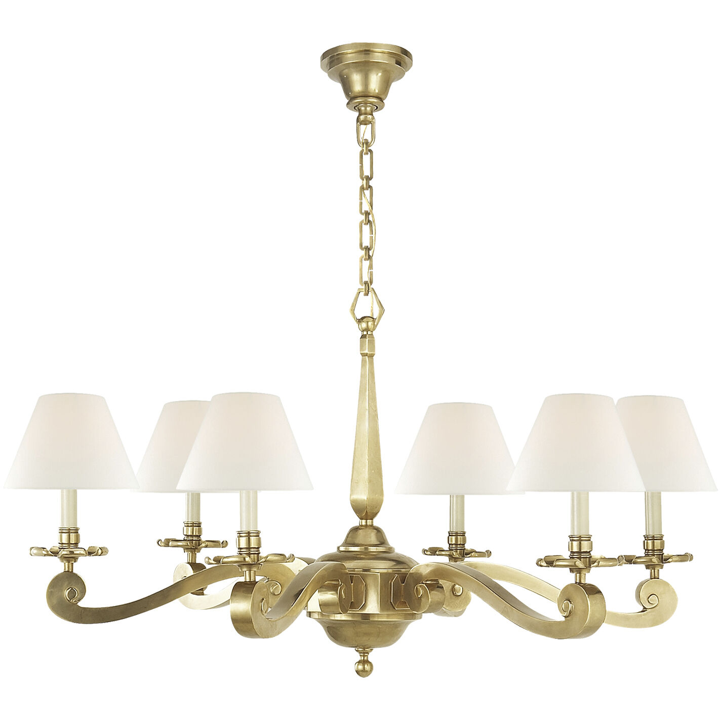 Visual Comfort Signature Collection Alexa Hampton Myrna Chandelier 6 Light 33 inch Natural Brass Chandelier Ceiling Light in Linen AH5010NB-L - Open Box