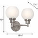 Abrya 2 Light 13.75 inch Brushed Nickel Bath/Vanity Light Wall Light