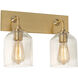 William 2 Light 15 inch Satin Brass Bath Vanity Wall Light