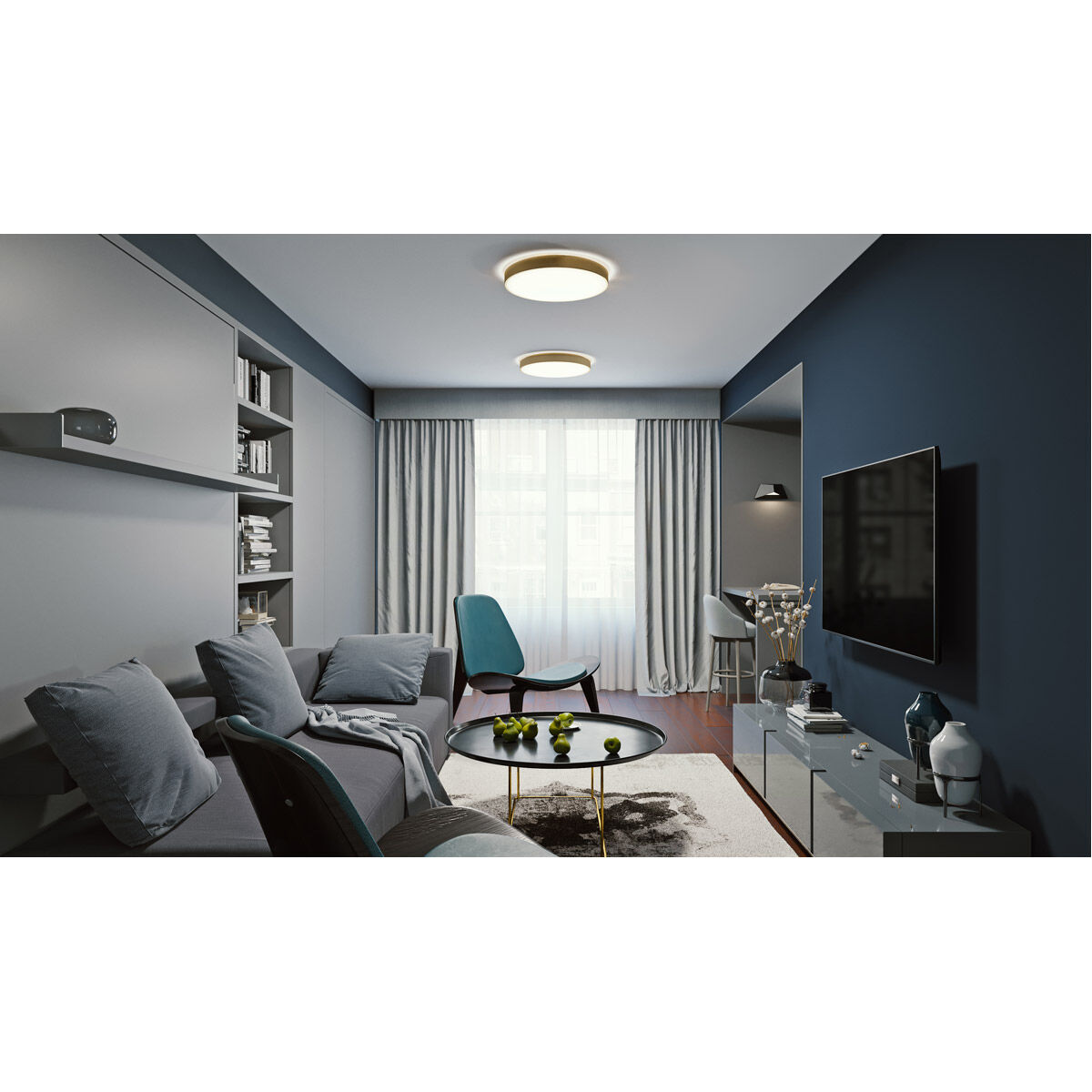 Octavia LED 19 inch Satin Brass Flush Mount Ceiling Light