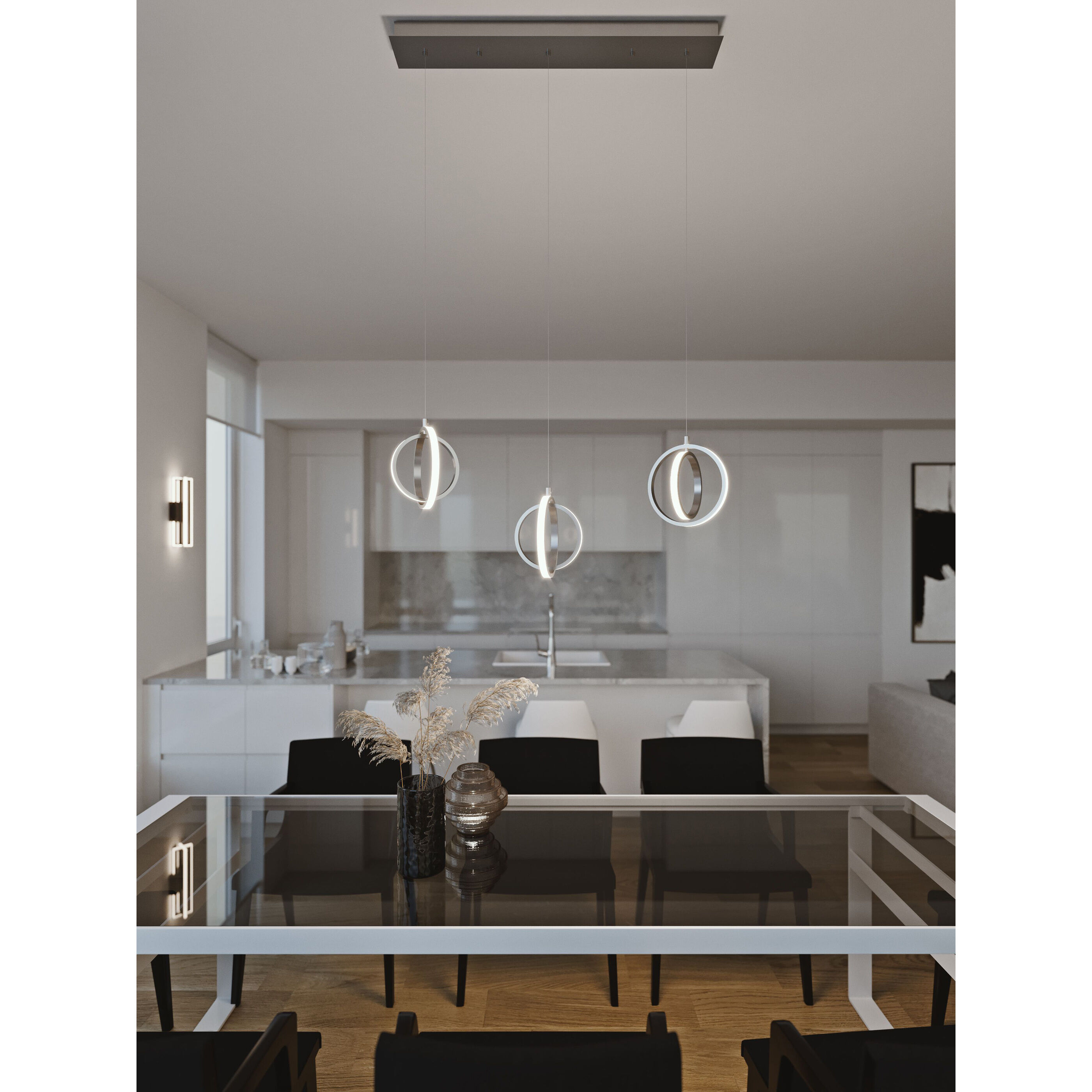 Lock 3 Light 9 inch Black Linear Pendant Ceiling Light