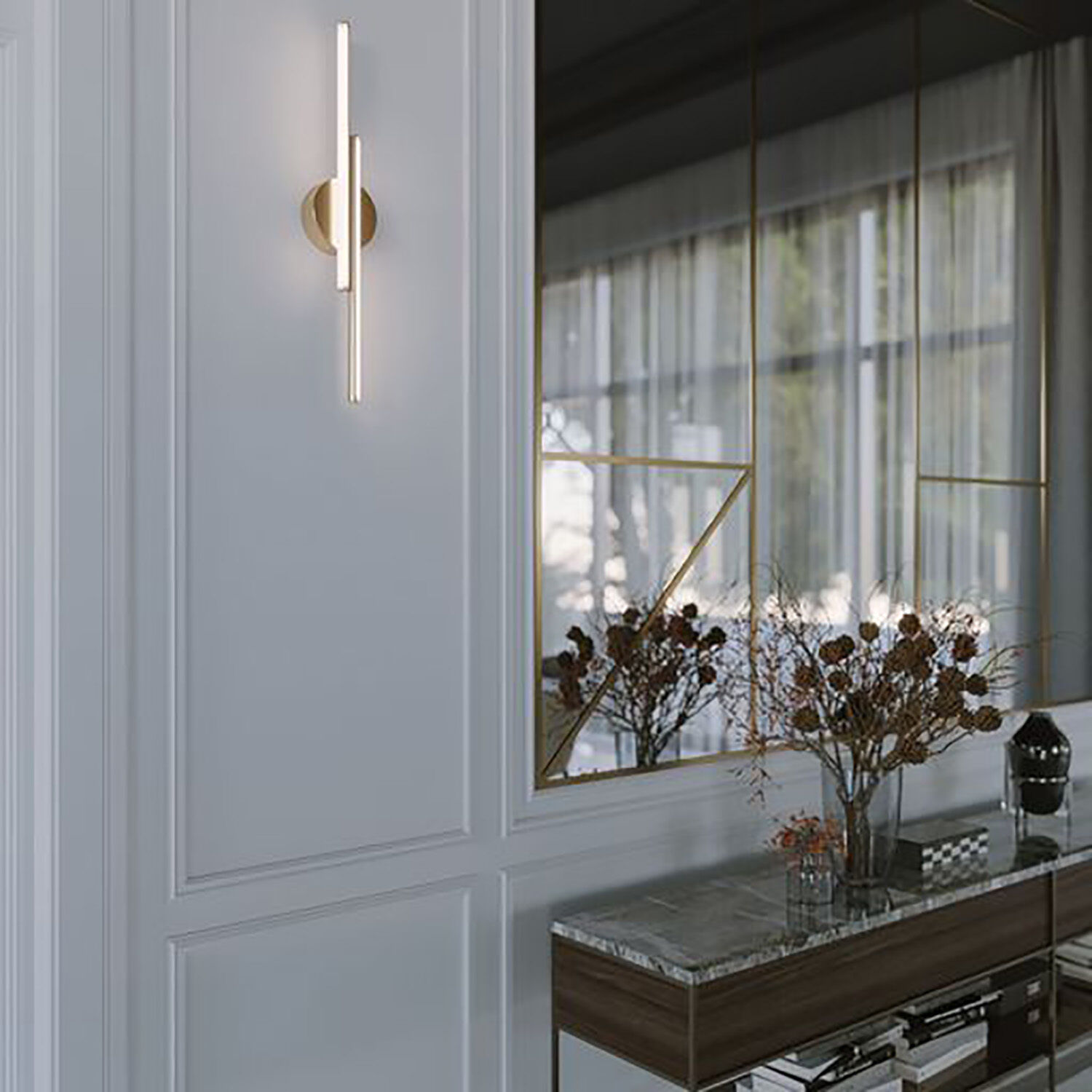 Ella LED 24.25 inch Satin Brass Vanity Light Wall Light