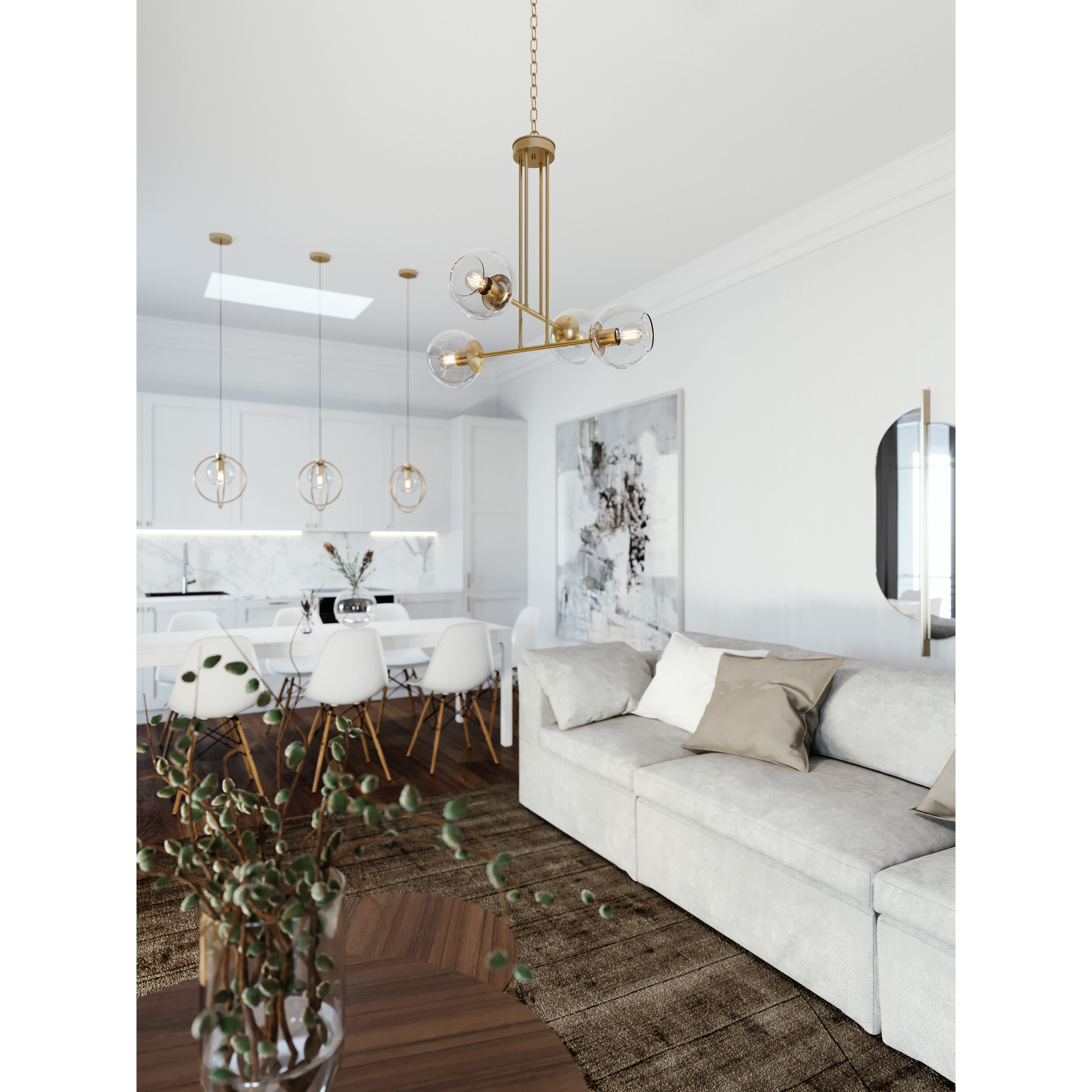 Jamie 4 Light 25 inch Satin Brass Pendant Ceiling Light