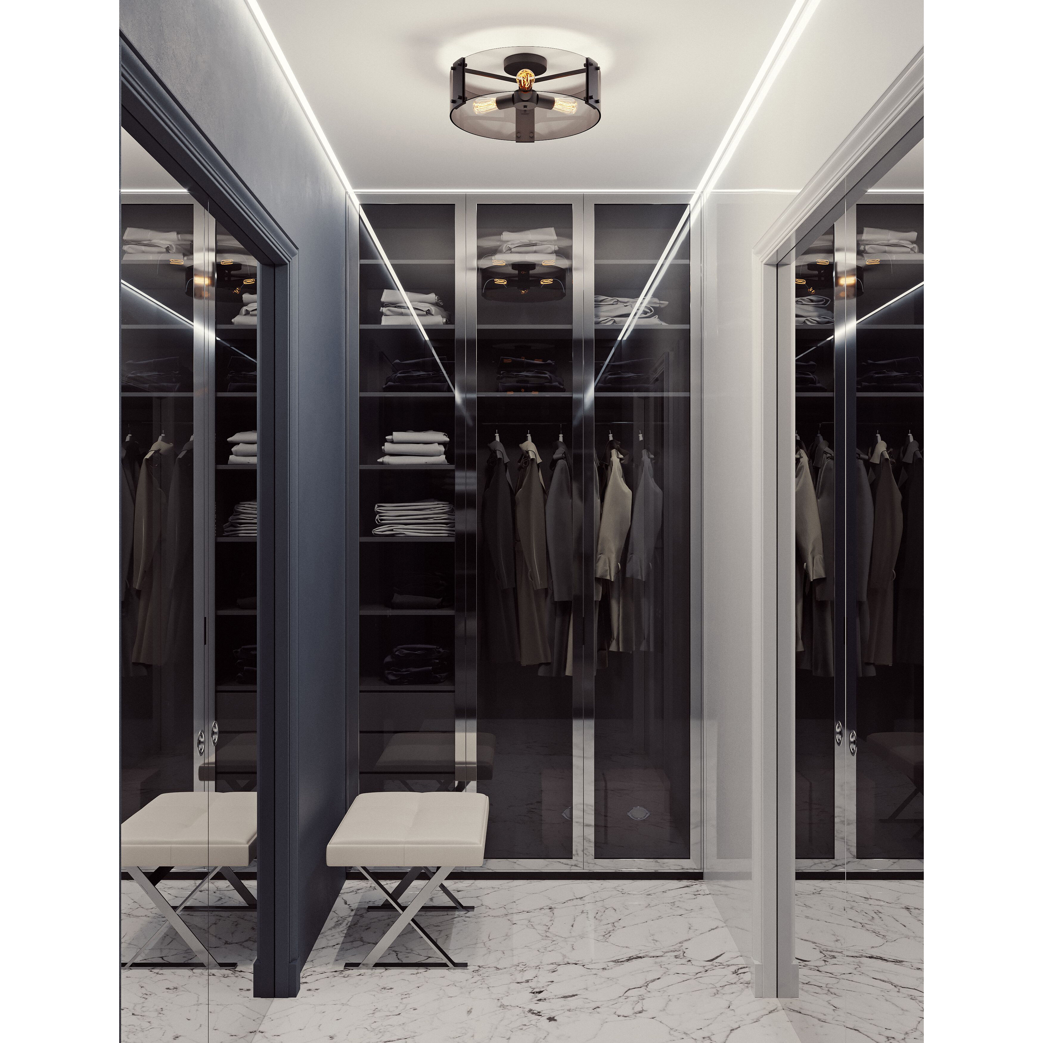 Dana 3 Light 19 inch Black Semi Flush Mount Ceiling Light