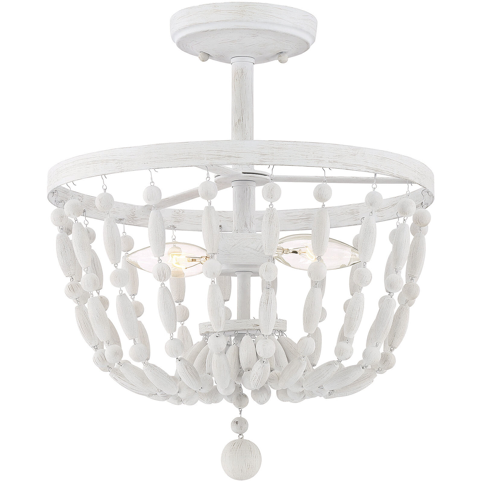 Bohemian 2 Light 13 inch Distressed Wood Semi-Flush Ceiling Light