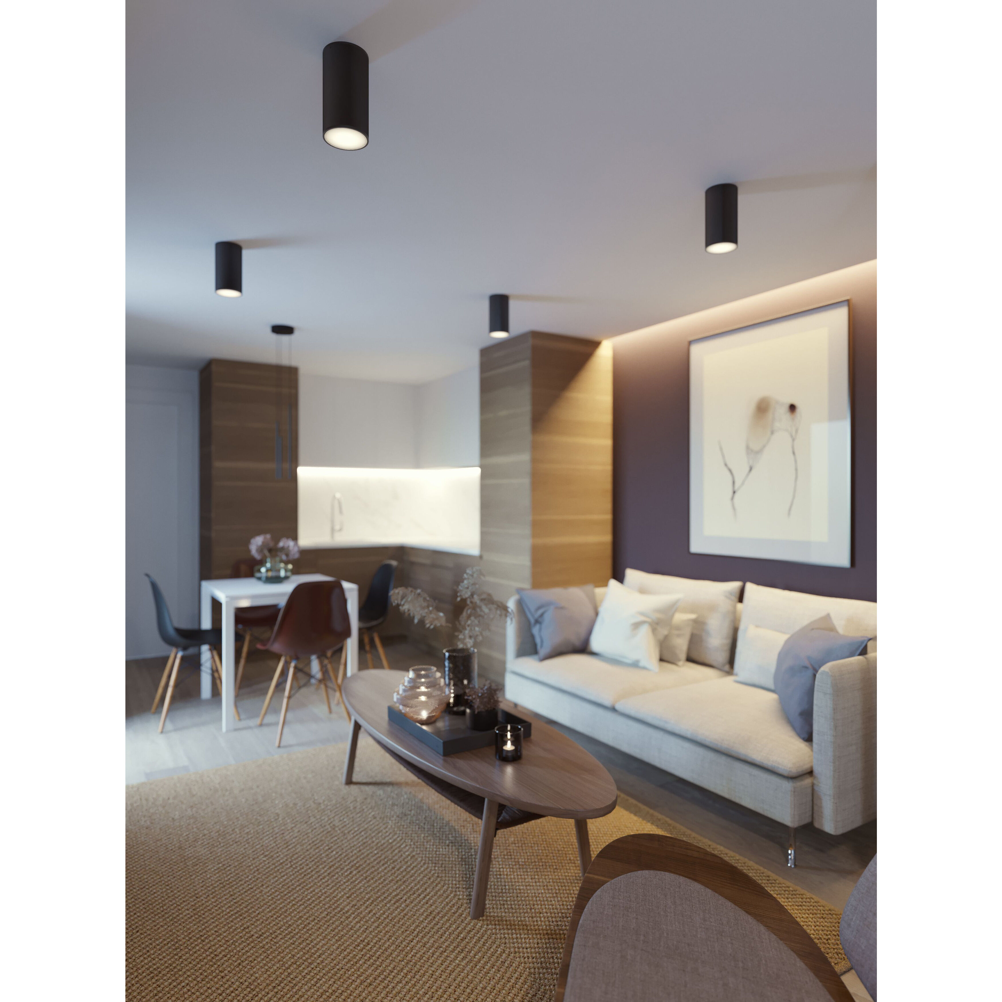 Everly LED 4.25 inch Black Semi-Flush Mount Ceiling Light