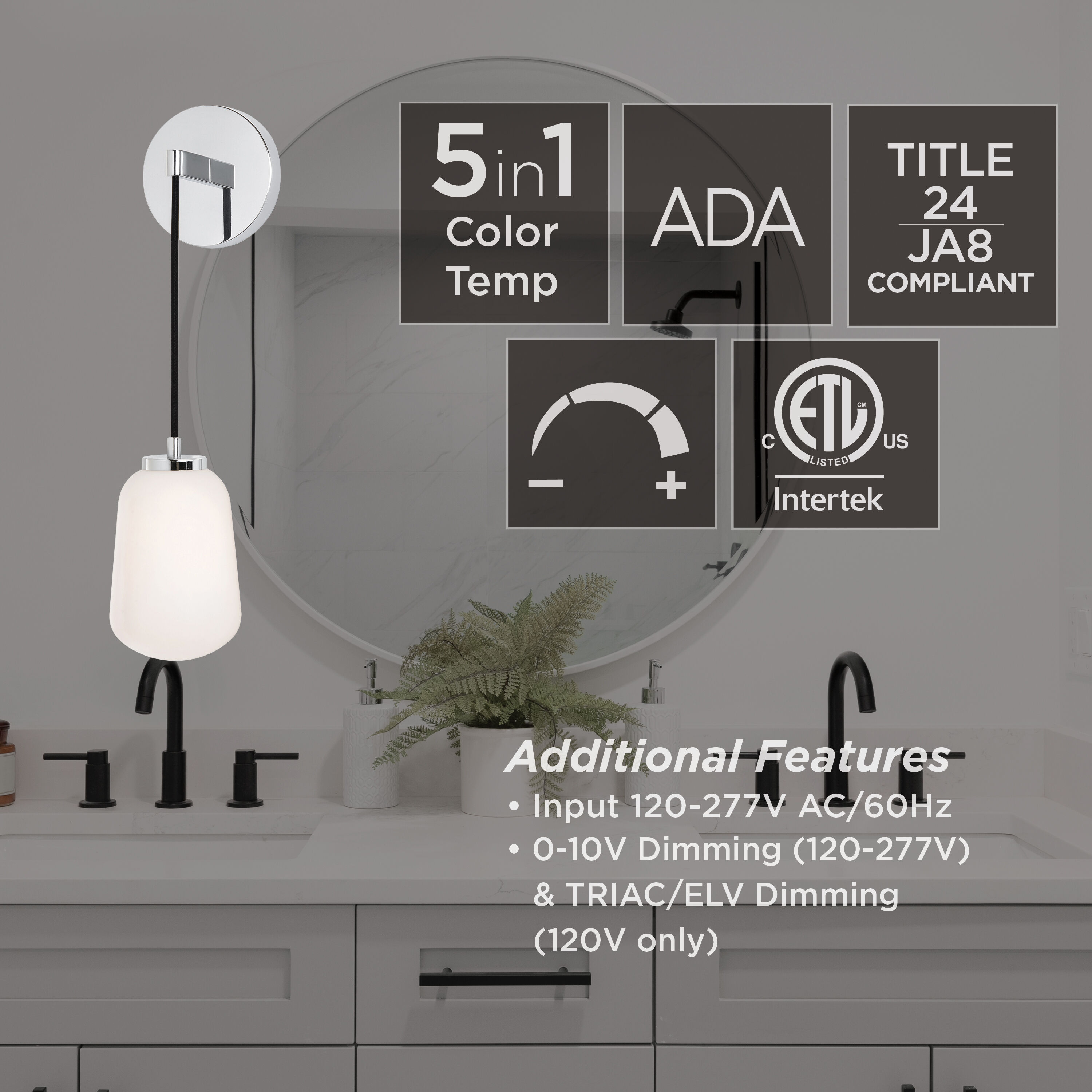 Olivia LED 4.75 inch Polished Chrome Wall Sconce Wall Light