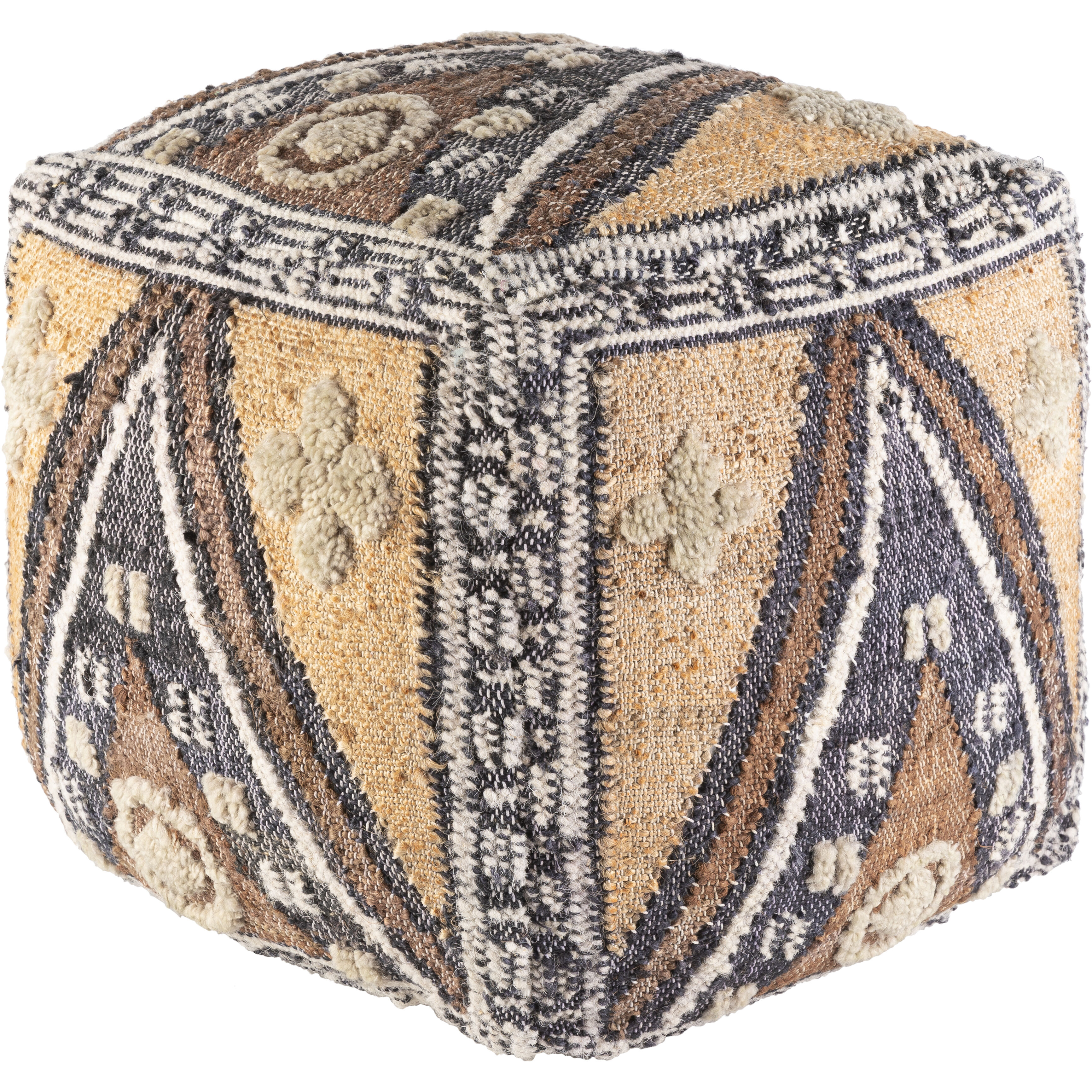 Luanda 18 inch Black Pouf, Cube