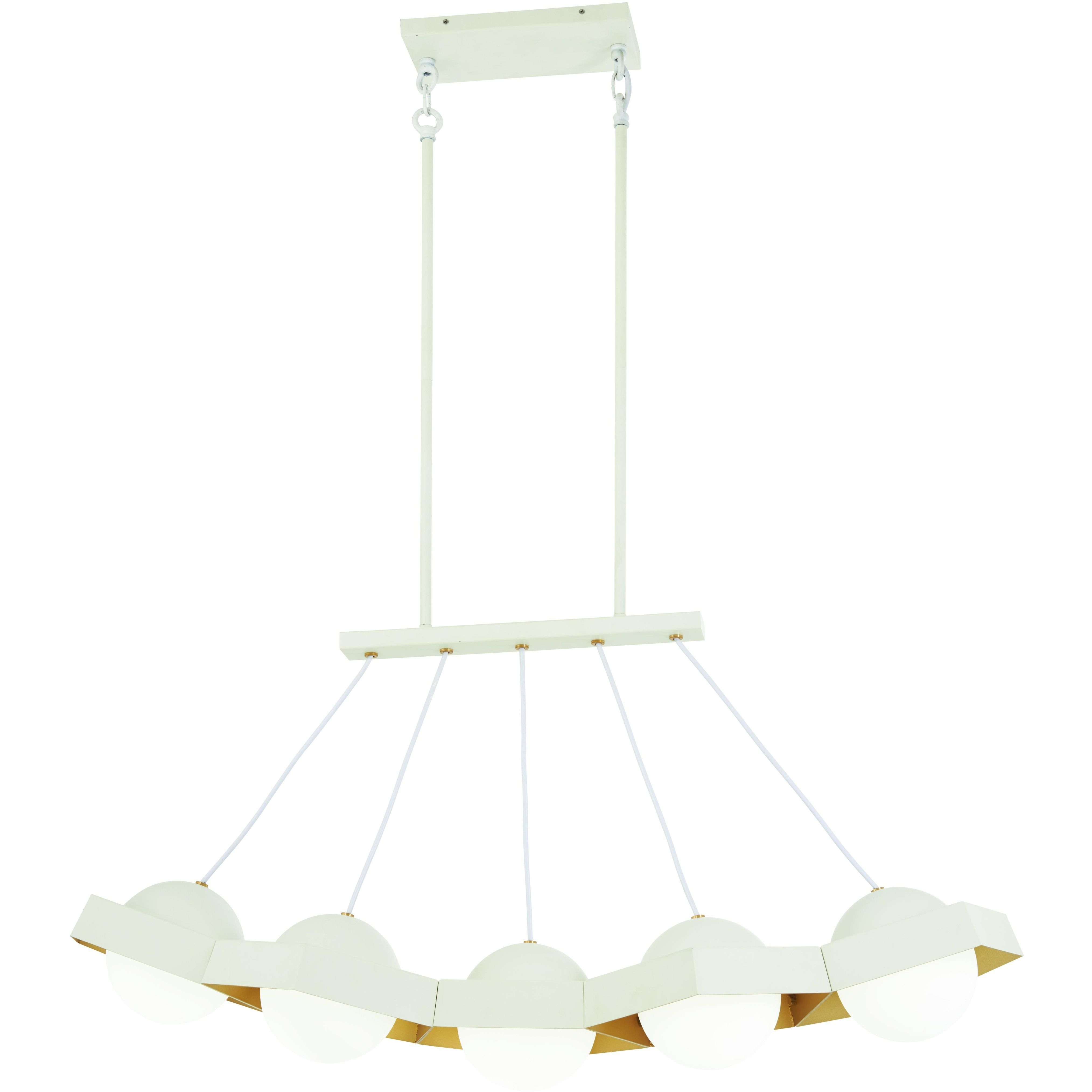Five-O LED 41 inch Textured White W/Gold Leaf Island Light Ceiling Light