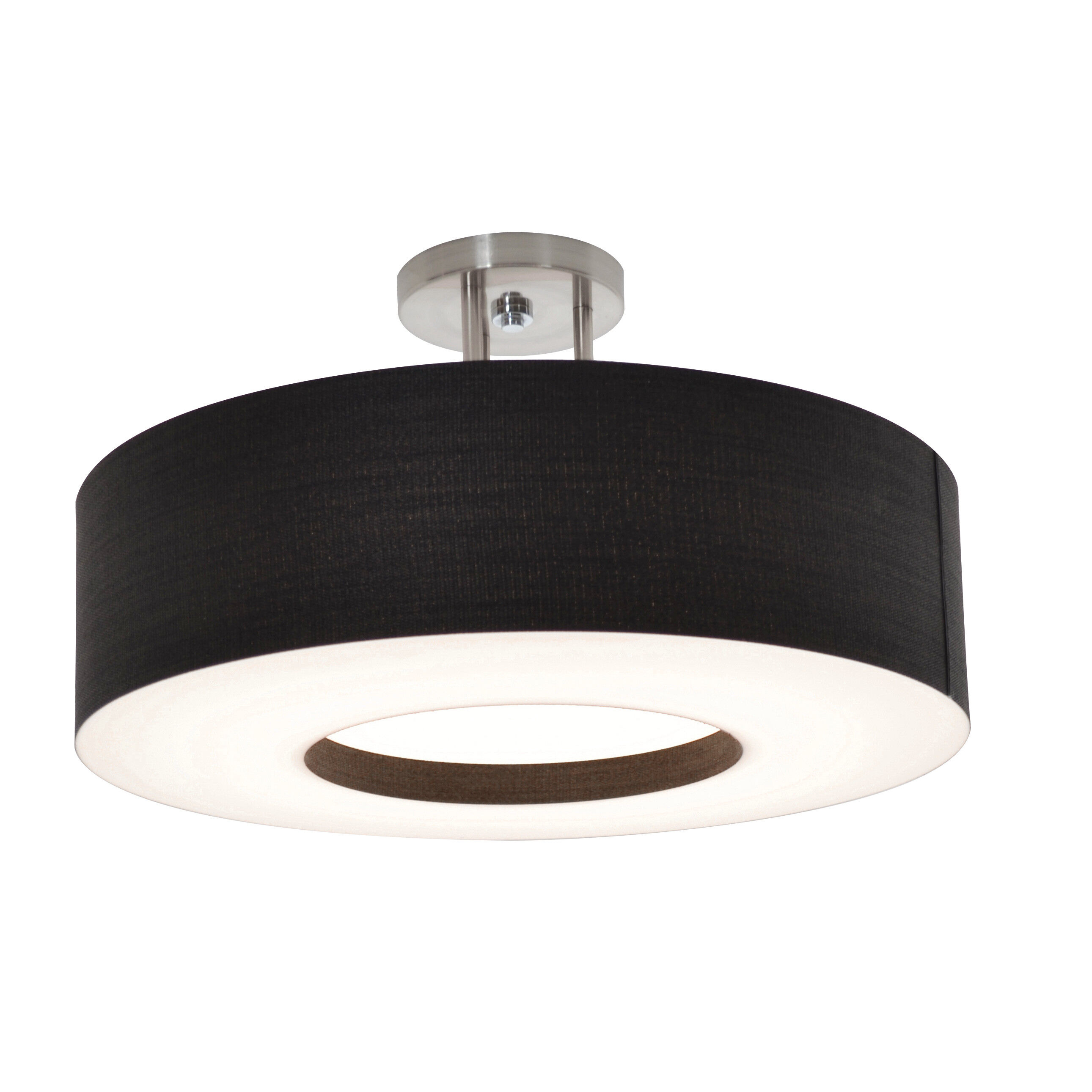 Montclair LED 15 inch Satin Nickel Semi-Flush Mount Ceiling Light in Black