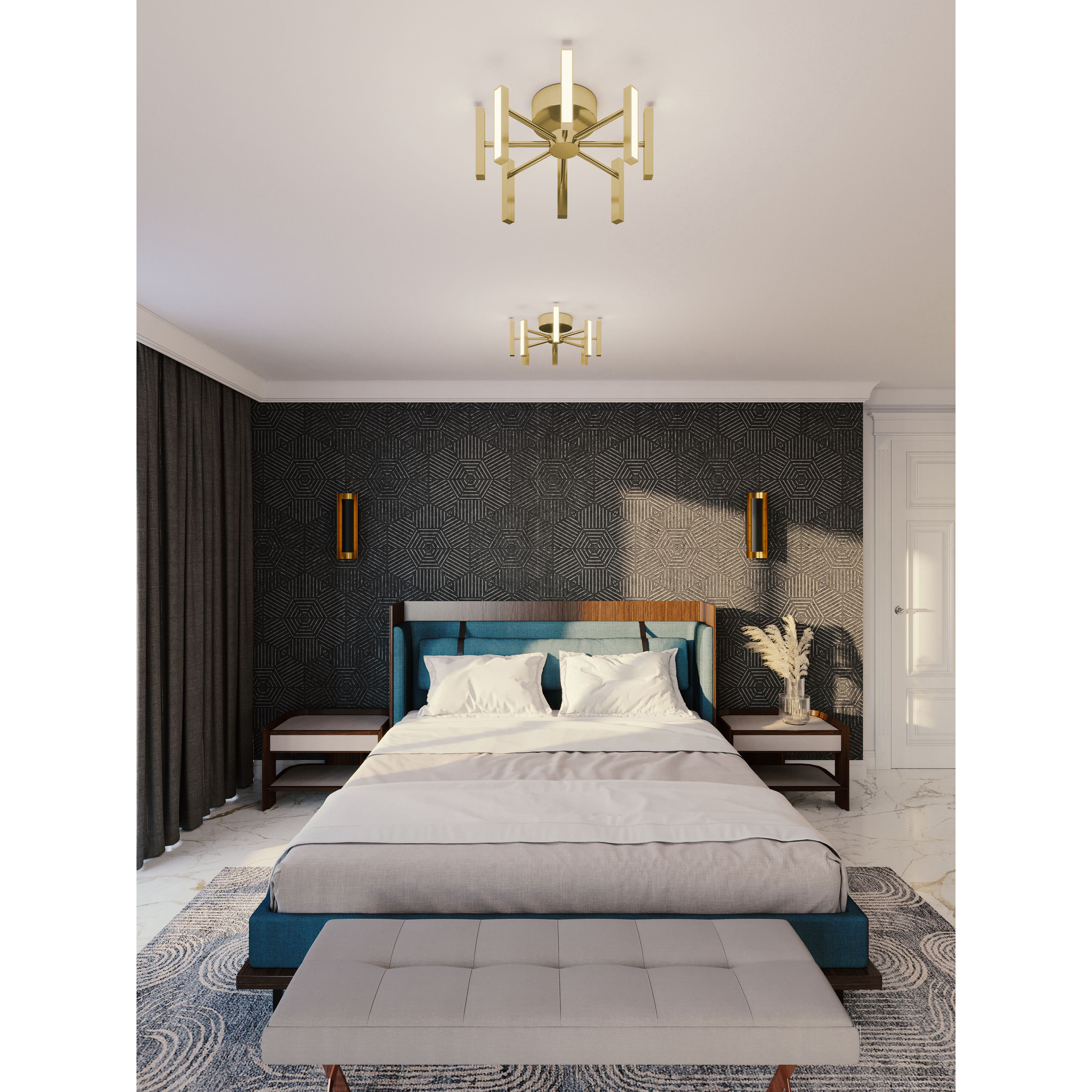 Indra 7 Light 16 inch Satin Brass Semi-Flush Mount Ceiling Light