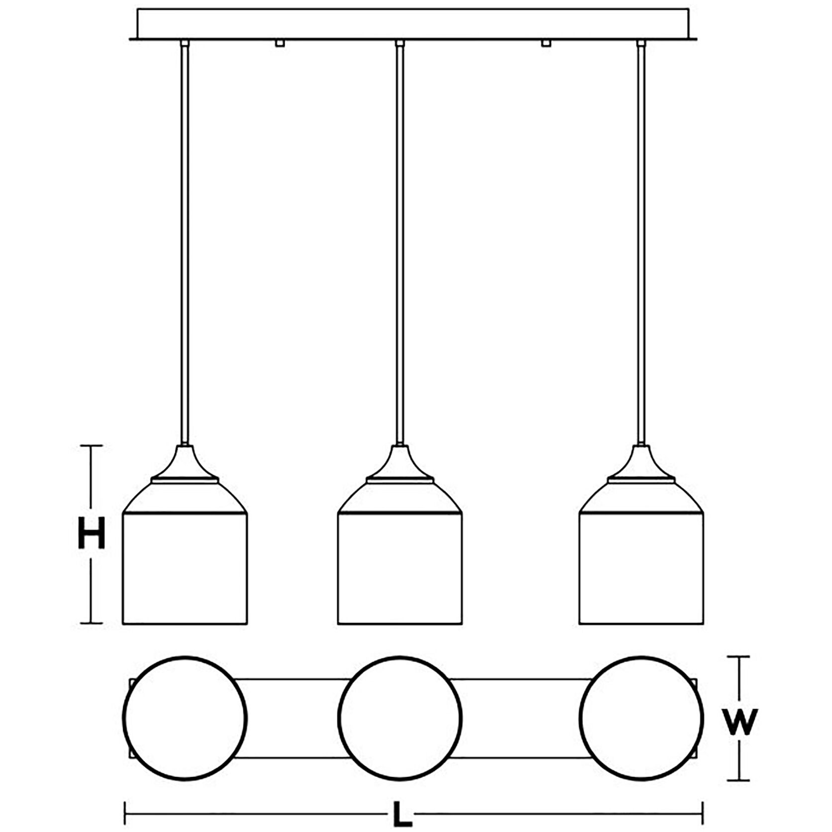 William 3 Light 7.87 inch Black Linear Pendant Ceiling Light