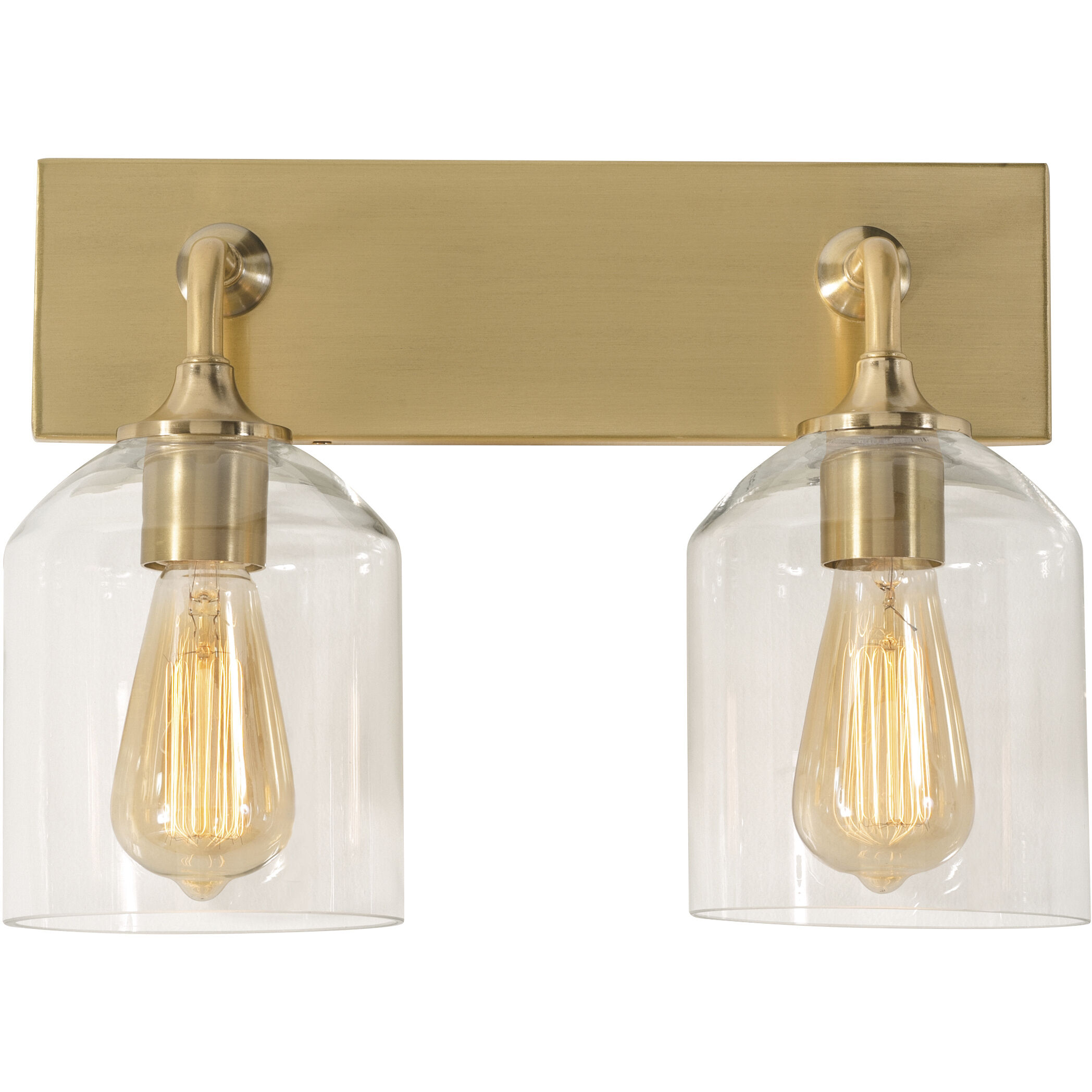 William 2 Light 15 inch Satin Brass Bath Vanity Wall Light