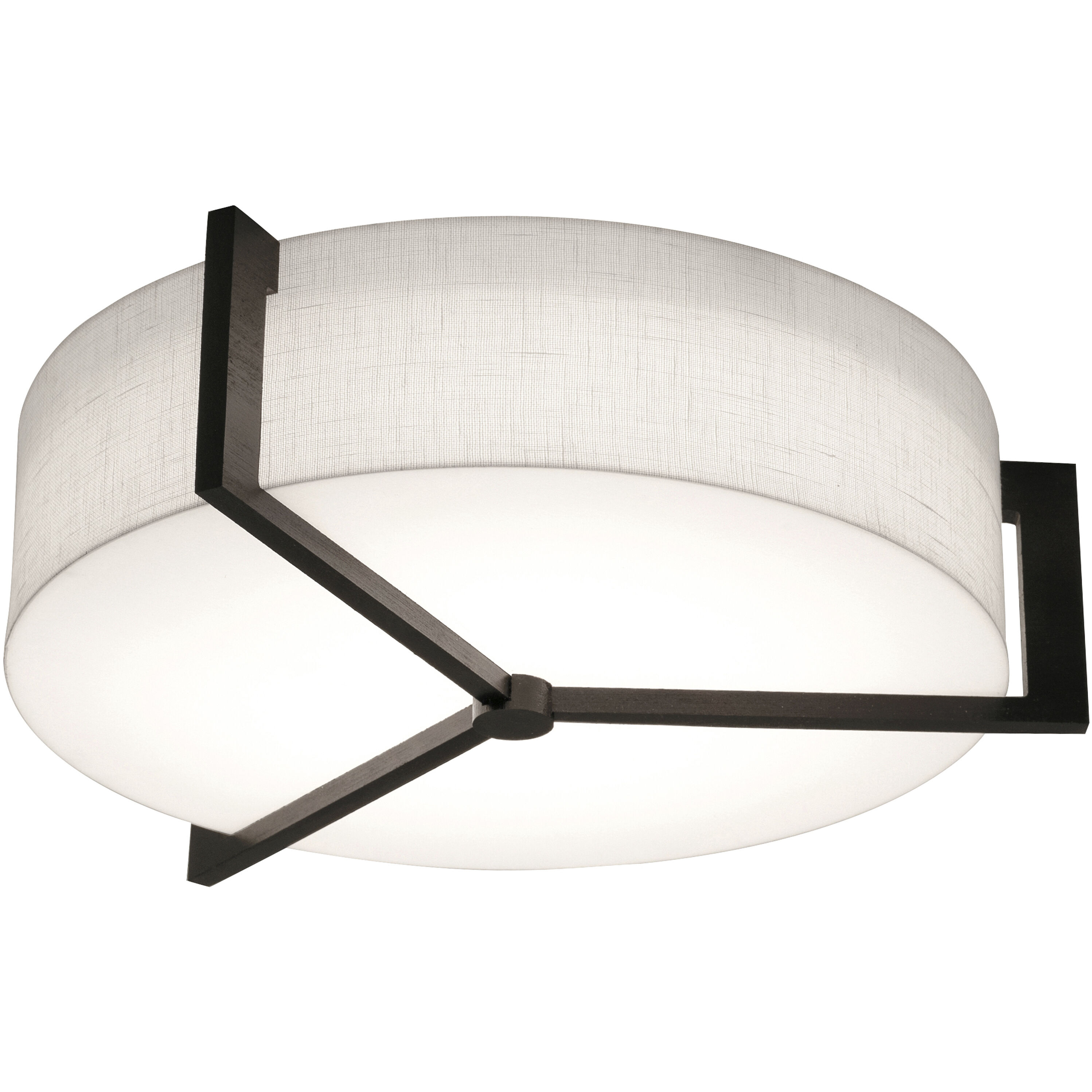 Apex 2 Light 14.25 inch Espresso Flush Mount Ceiling Light in Linen White