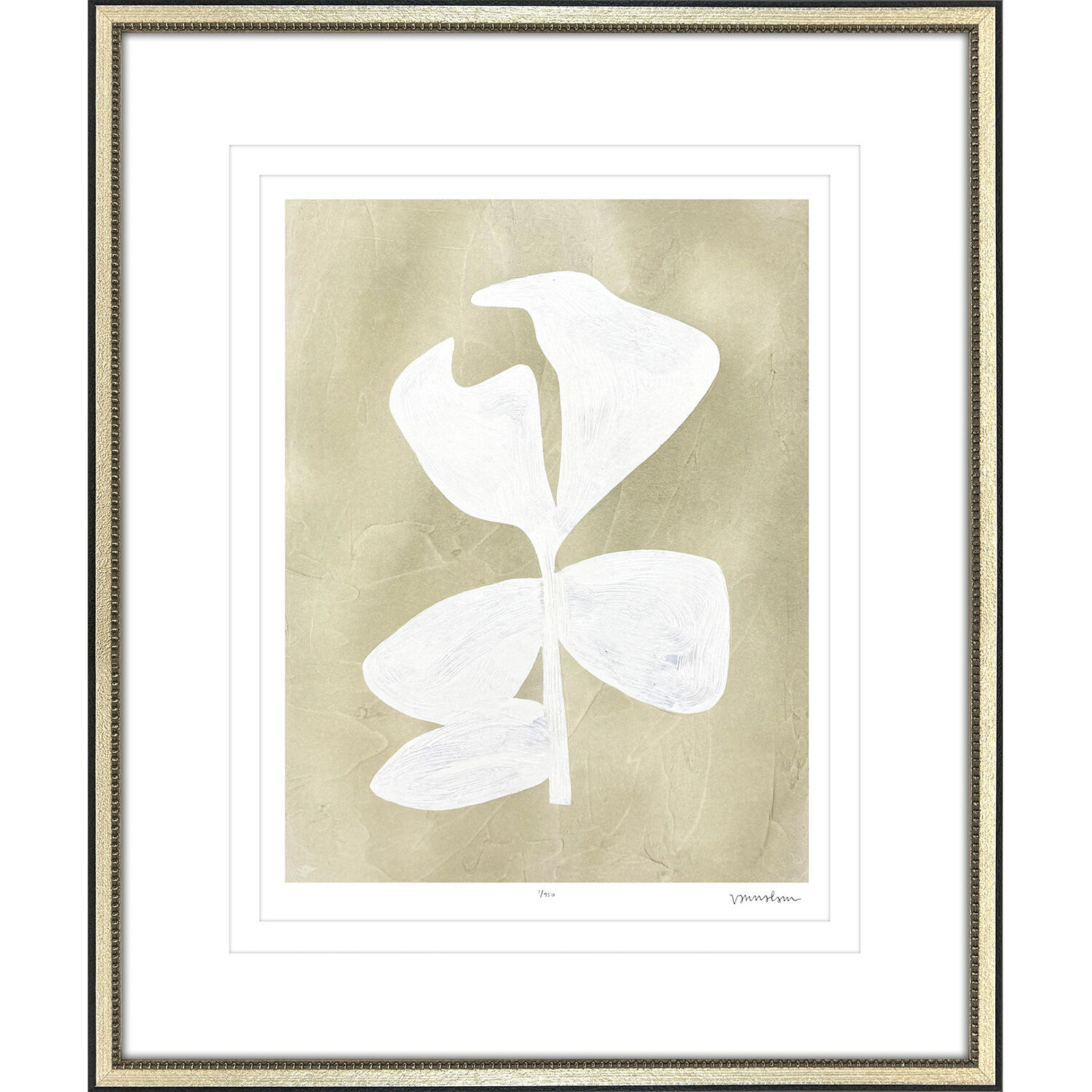 Textured Corolla White and Beige and Neutral Framed Art