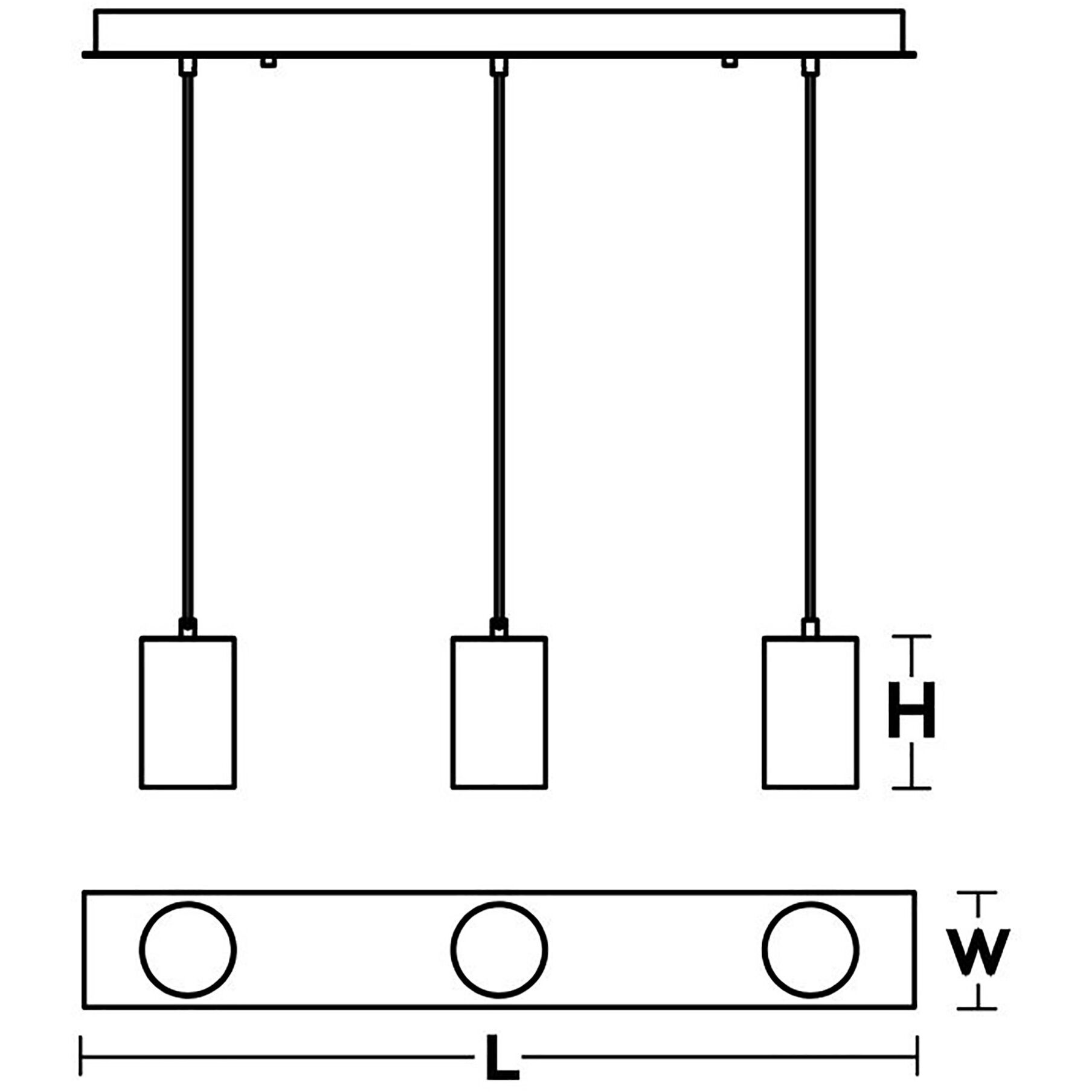 Tyke 3 Light 5 inch Satin Brass Linear Pendant Ceiling Light